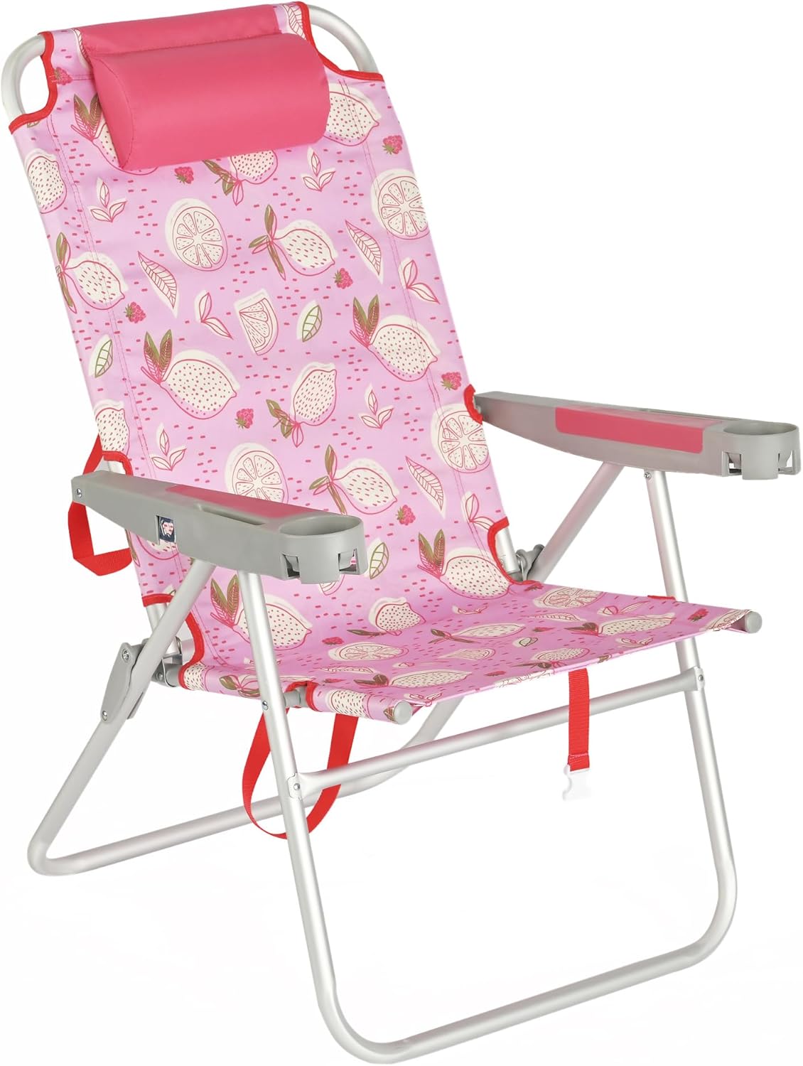 SUNNYFEEL Oversized Tall Folding Beach Chair Lightweight, 17" Portable Sand Chair for Adults Heavy Duty 500 LBS with Cup Holders