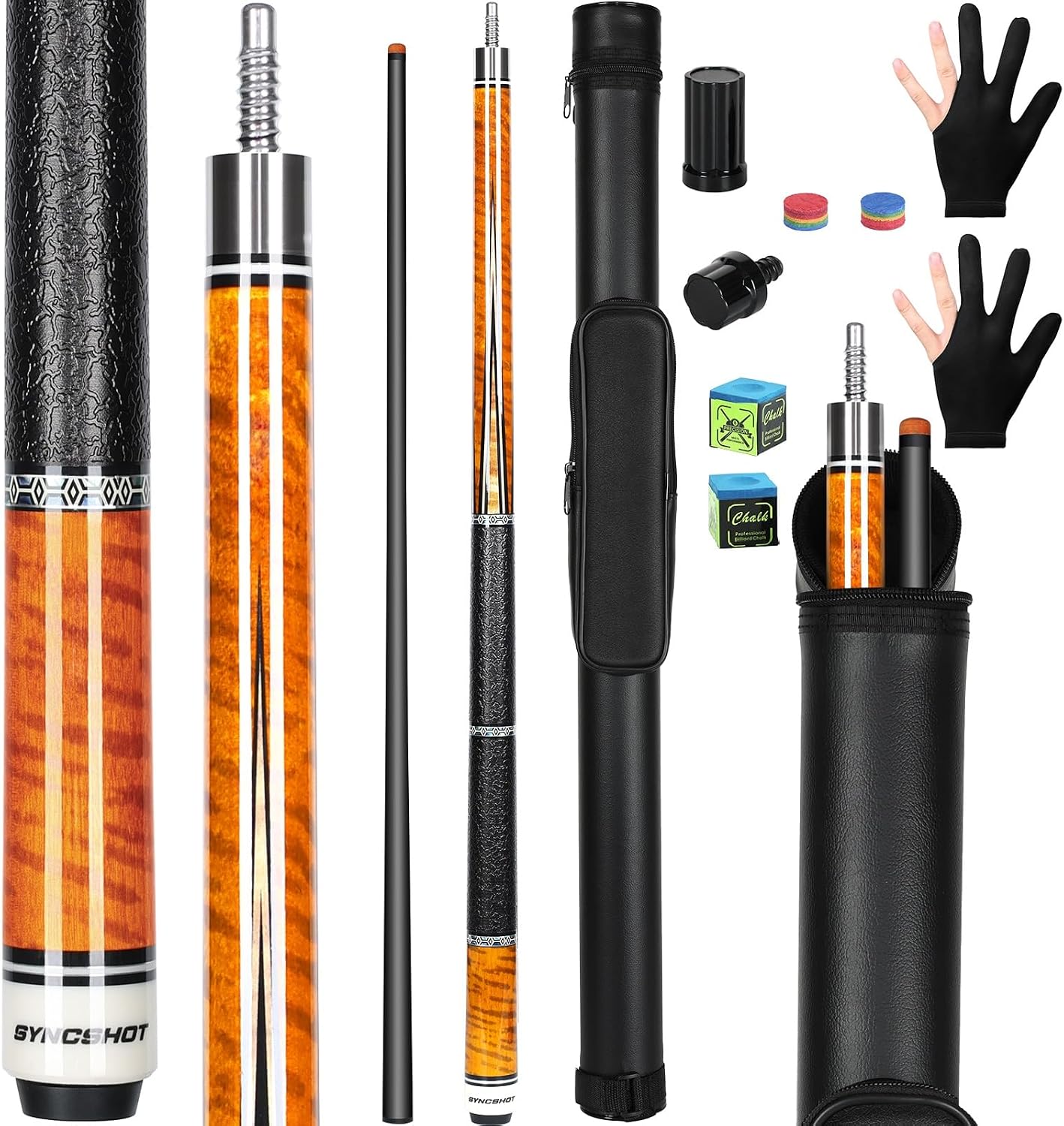Carbon Fiber Pool Cue Stick 58" Professional Pool Sticks for Adults Full Carbon Technology Low Deflection Pool Cue Billiard Cues with 12.5mm Tip