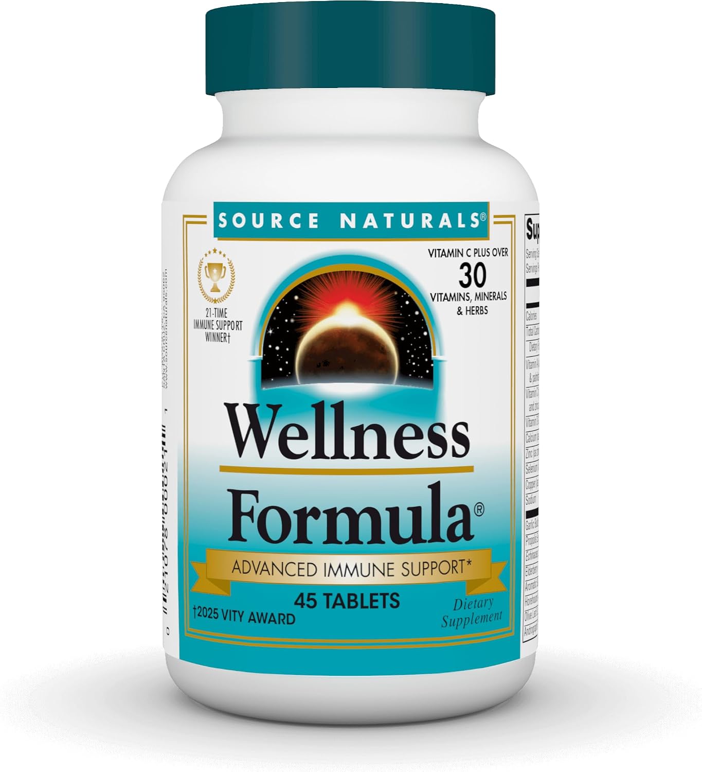Source Naturals Wellness Formula, Advanced Immune Support* - 180 Tablets | Bio-Aligned Vitamins & Herbal Defense with Vitamin C Plus 30 other Vitamins, Minerals & Herbs for Immune System Support*