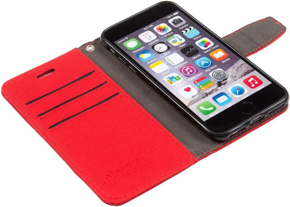 SafeSleeve EMF Blocking Wallet Case for iPhone 6/7/8, Black | EMF Blocker, Card Data Protection, Magnetic Closure, Leather Folio Protection for Daily Use