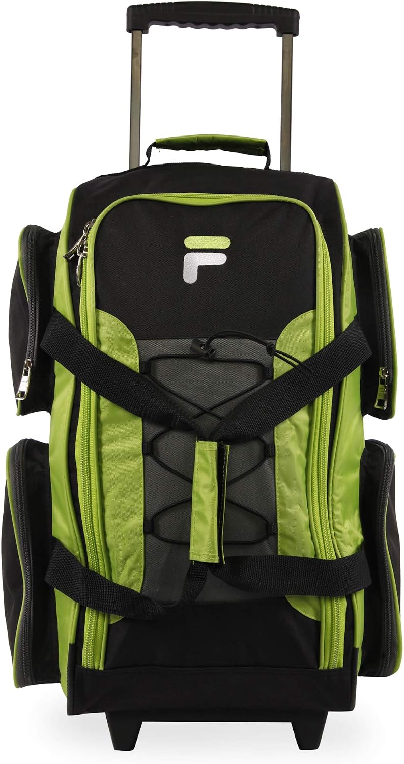 Fila 22" Lightweight Carry On Rolling Duffel Bag, Neon Lime, One Size