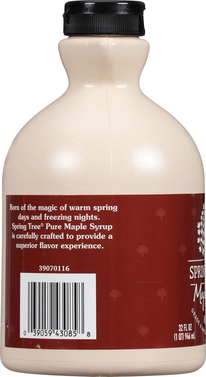 Spring Tree 100% Pure Maple Syrup, Grade A Amber Color, 32 Ounce