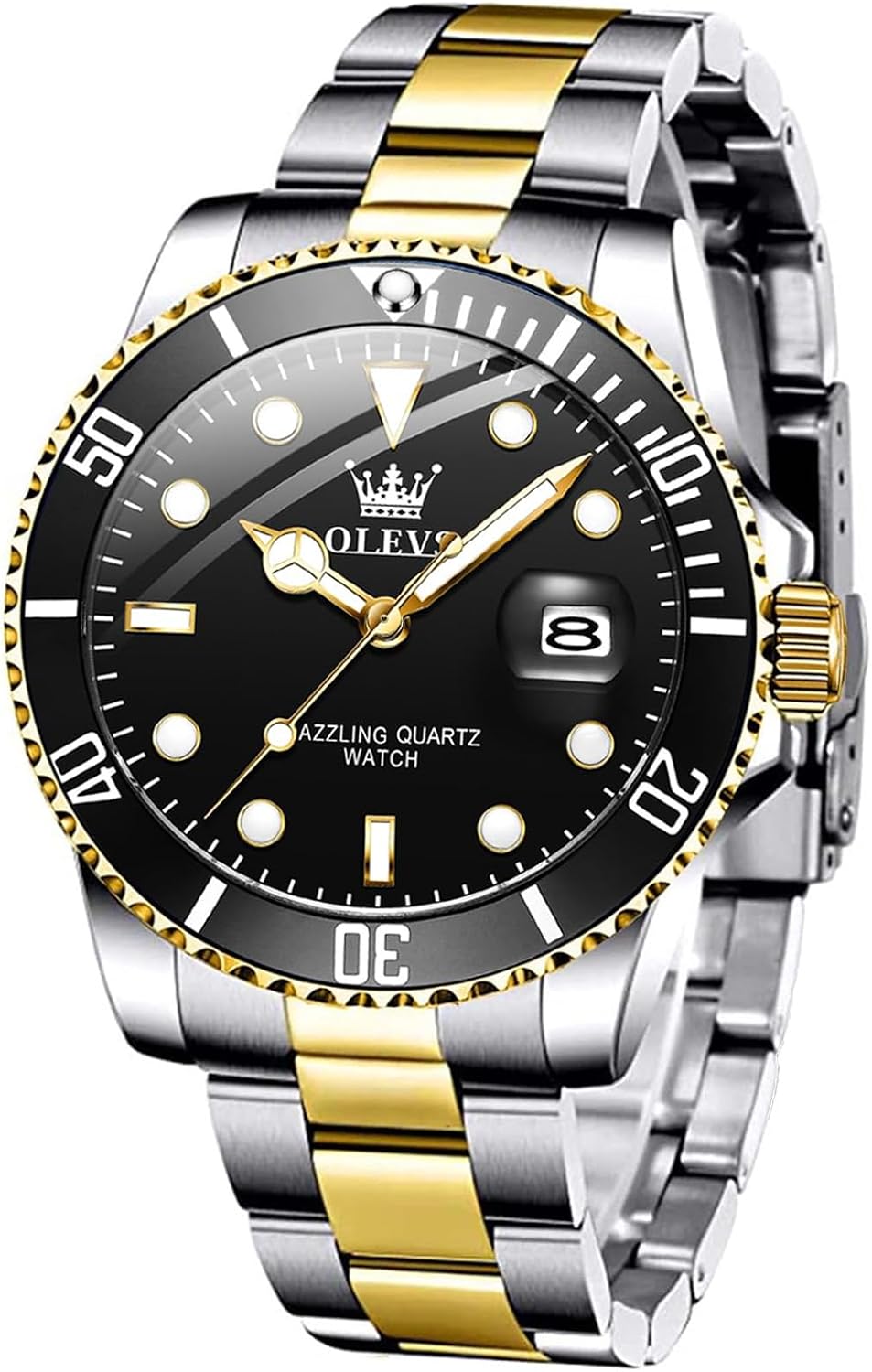 OLEVS Watches for Men,Classic Luxury Big Face Men Watches, Silver Dress Stainless Steel Men Wrist Watch with Luminous Analog Relojes para Hombres