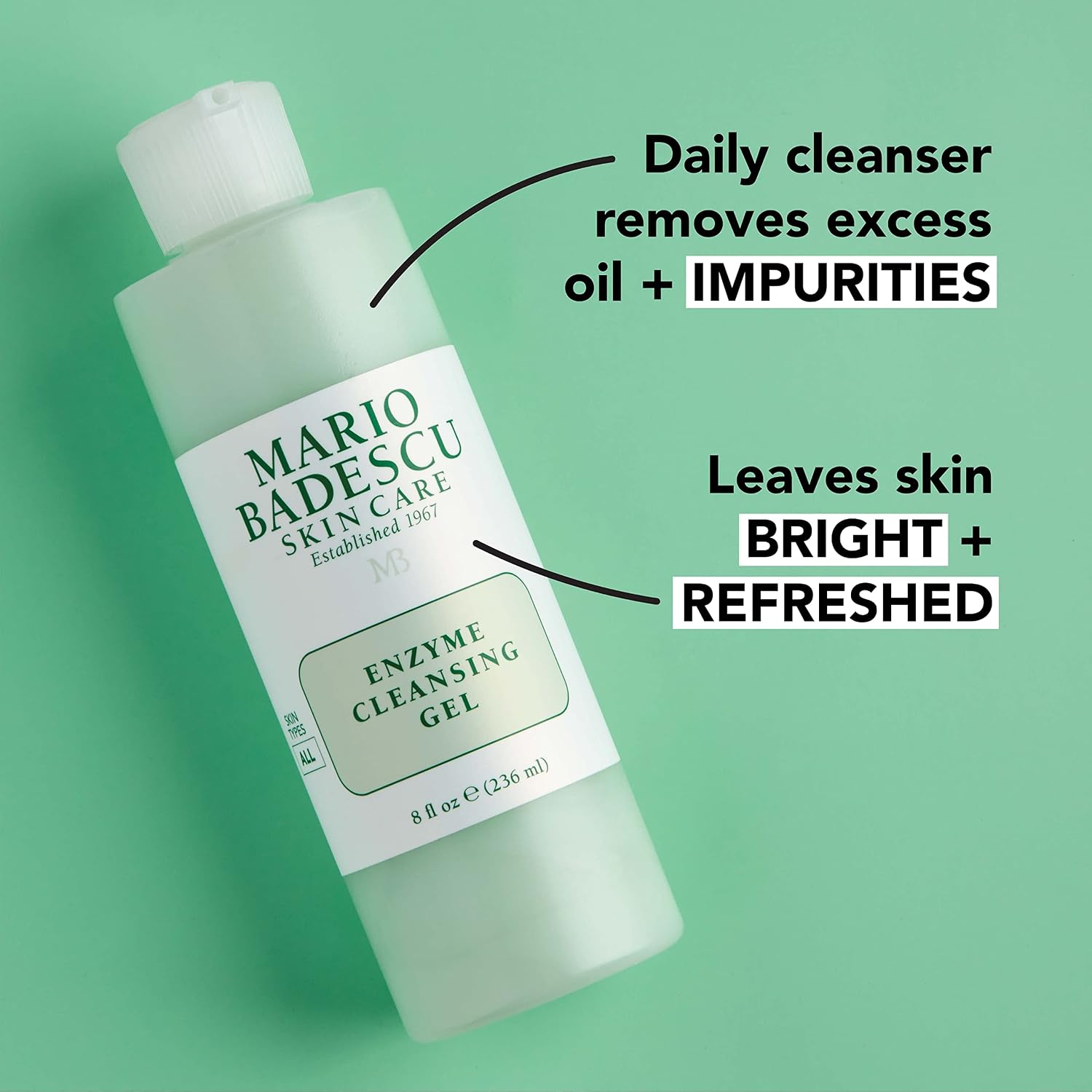 Mario Badescu Enzyme Cleansing Gel Face Wash, Oil-Free Facial Cleanser with Papaya Enzyme & Grapefruit Extract, Exfoliating Skin Care for All Skin Types, Removes Excess Oil & Impurities