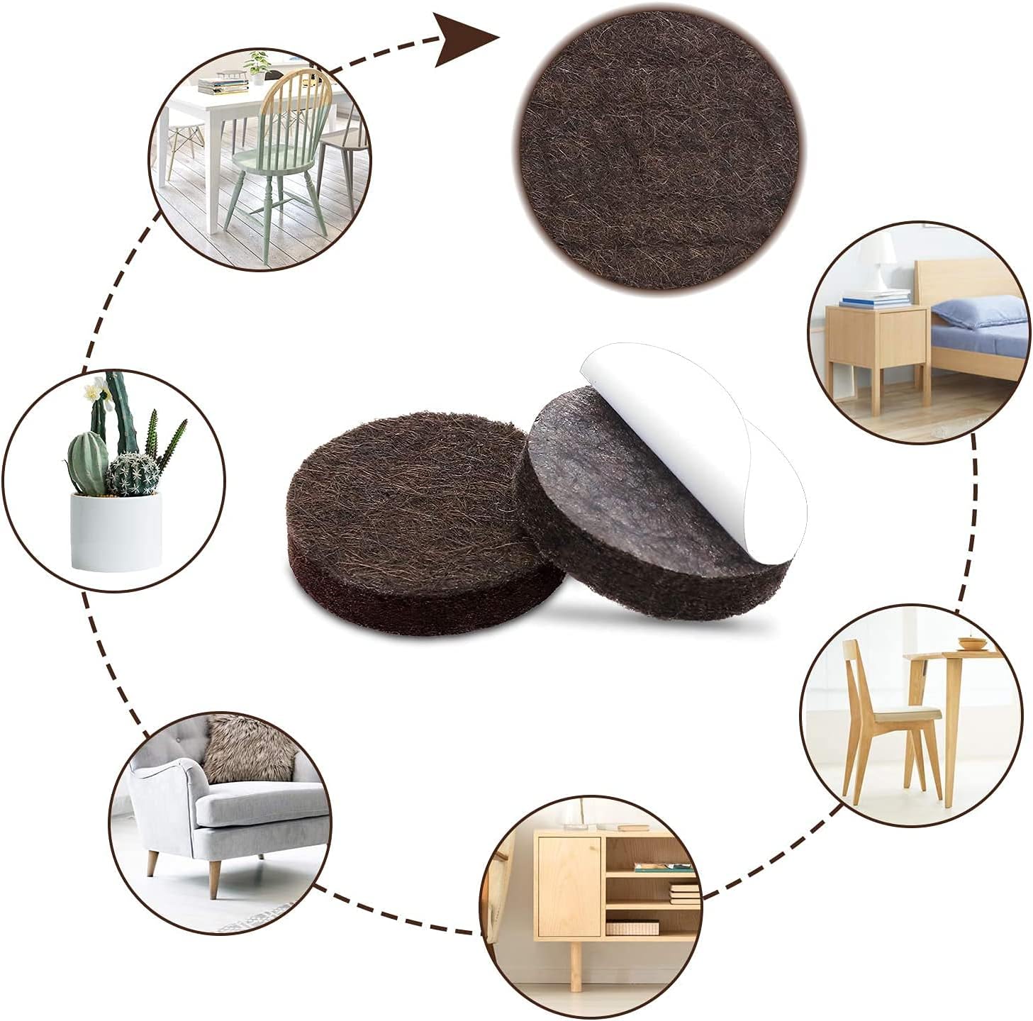 Yelanon Felt Furniture Pads 56 Pcs for Hardwood Floors Brown