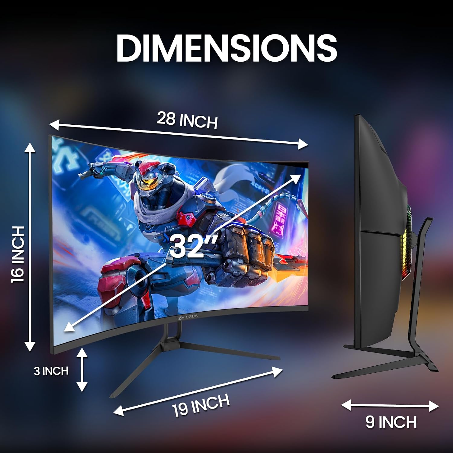 CRUA 34 Inch 21:9 UWQHD 100Hz IPS Ultrawide Curved Monitor, Speakers, White | 120% sRGB, 92% DCI-P3, 1.07B Colors, FreeSync, Blue Light, 3800R, HDMI 2.0, DP 1.4, 100x100 Mount, Office, Editing, Design PC