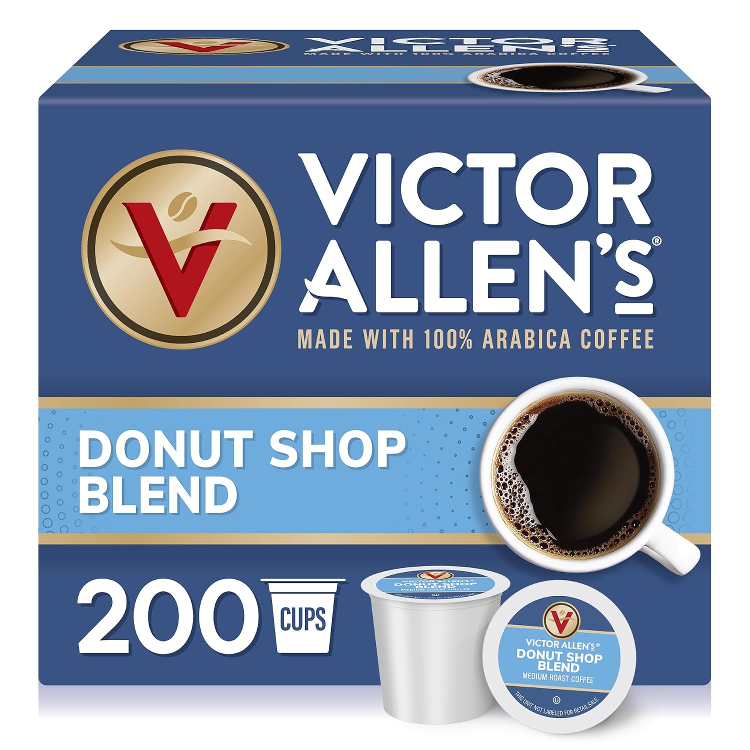 Victor Allen's Coffee Donut Shop Blend, Medium Roast, 80 Count, Single Serve Coffee Pods for Keurig K-Cup Brewers | 100% Arabica beans, Compatible with all K-Cup brewers, Kosher-OU (Pareve), 90-150mg caffeine per serving
