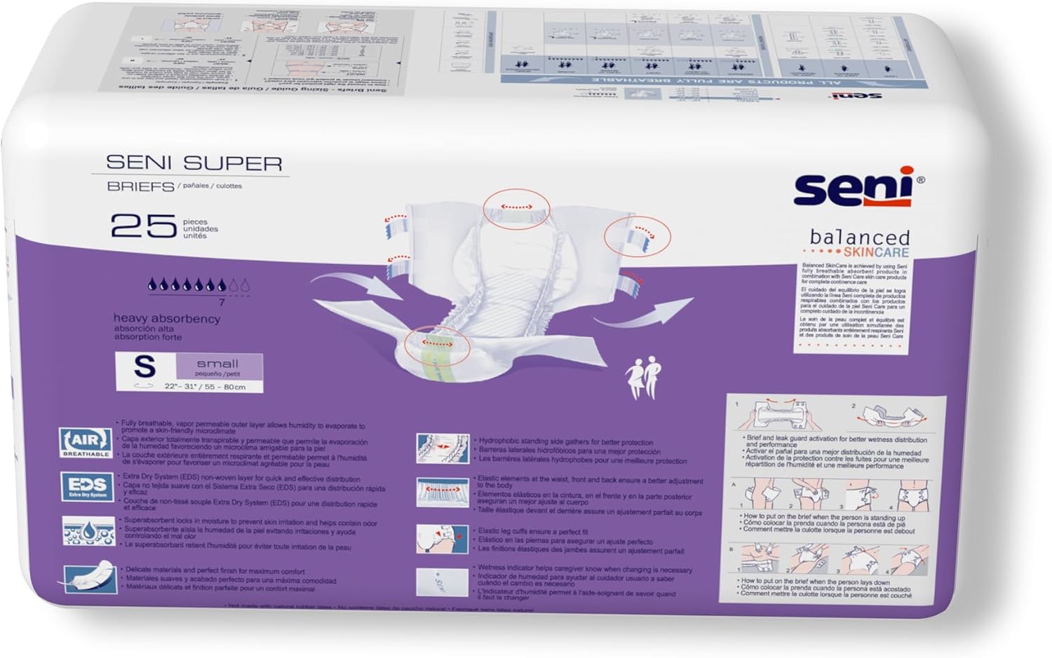 Seni Super Unisex Adult Incontinence Briefs with Tabs, 45-59 in, 75 ct | Breathable, Disposable Brief for Men & Women