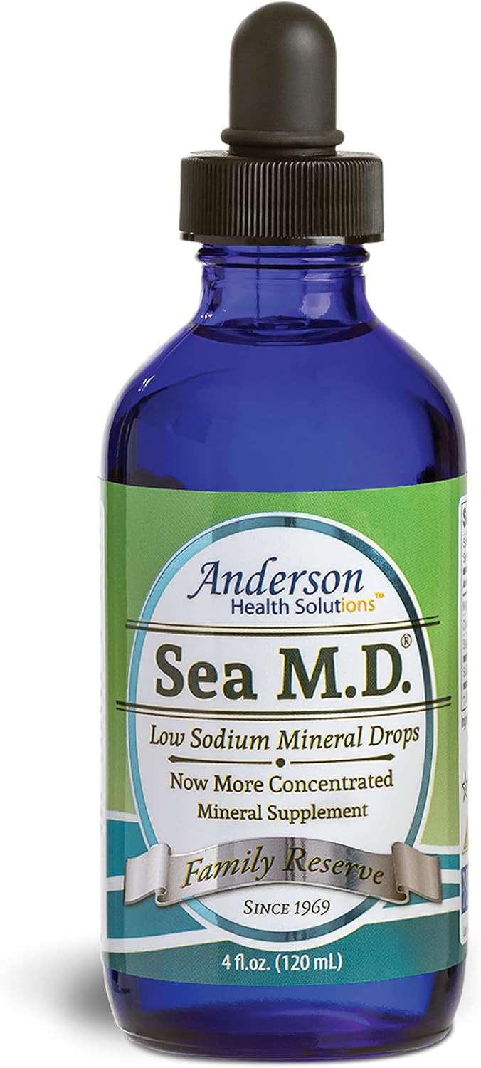 Anderson Sea M.D. Concentrated Trace Mineral Drops, 79 Trace Minerals with Magnesium, Sodium and Chloride Electrolytes - Supports Hydration, Energy, Muscles and Bone Health - 4 Fl Oz, 60 Servings