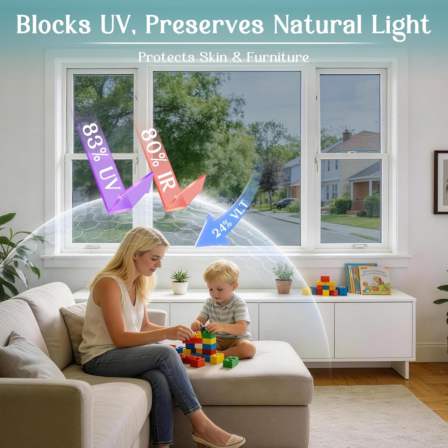 Haton Window Privacy Film, Stained Glass Rainbow Film, 17.5" x 78.7"