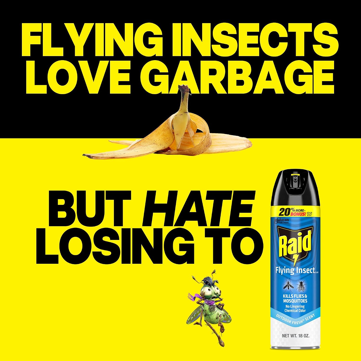 Raid Flying Insect Killer 7, Bug Spray, Insecticide Spray for Indoors & Outdoors, 18 oz