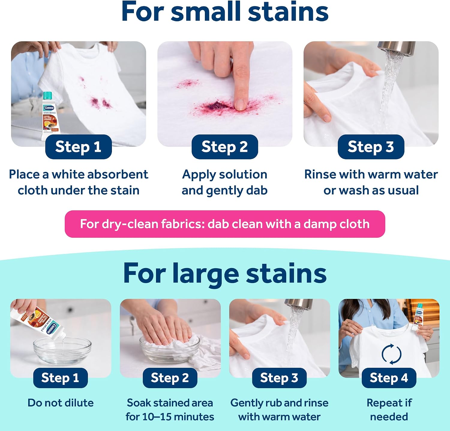 Carbona Liquid Stain Devil Food Clean Up Combo Set | Spot Stain Remover for Clothes