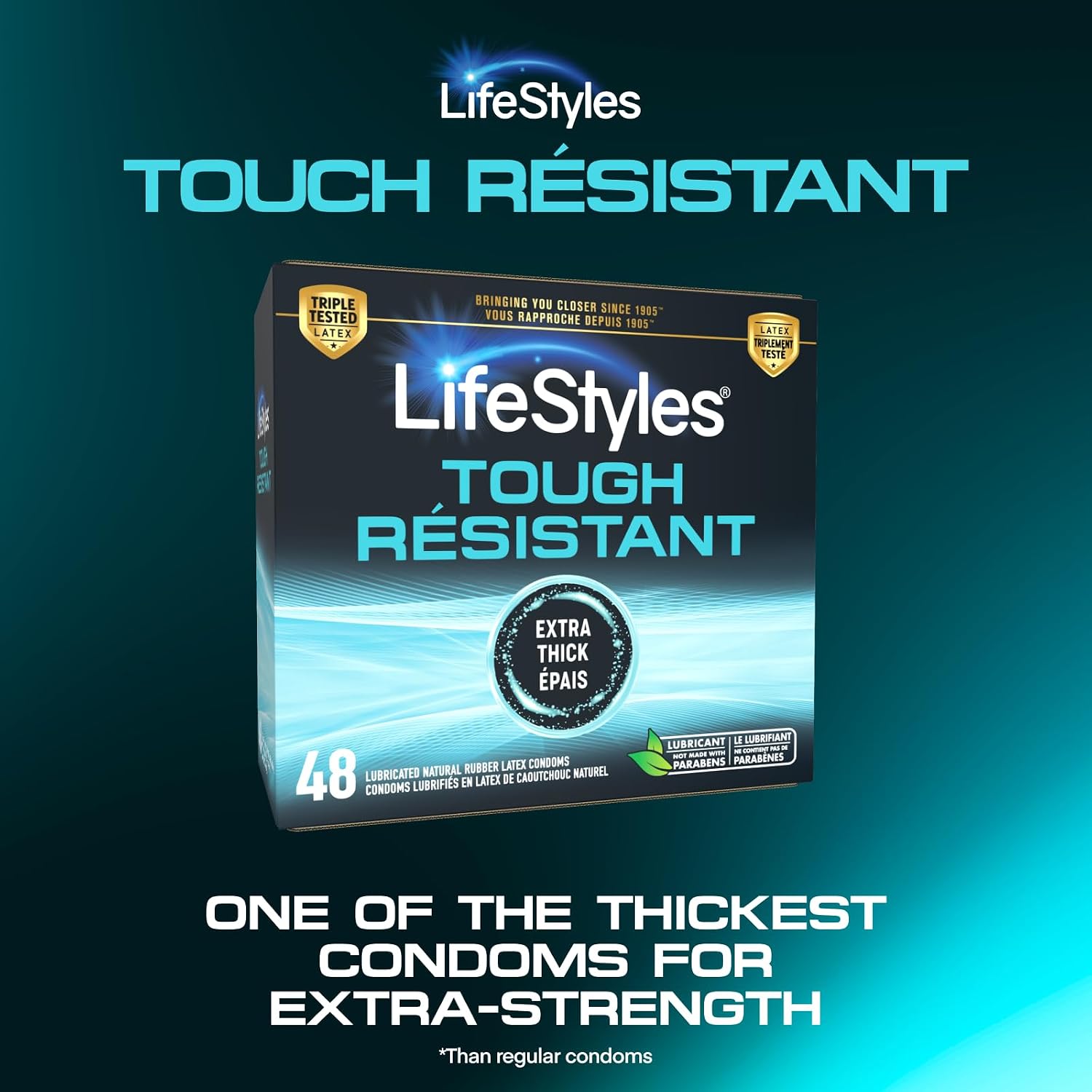 Lifestyles Tough Natural Rubber and Lubricated Latex Condoms Value Pack, 48 Count