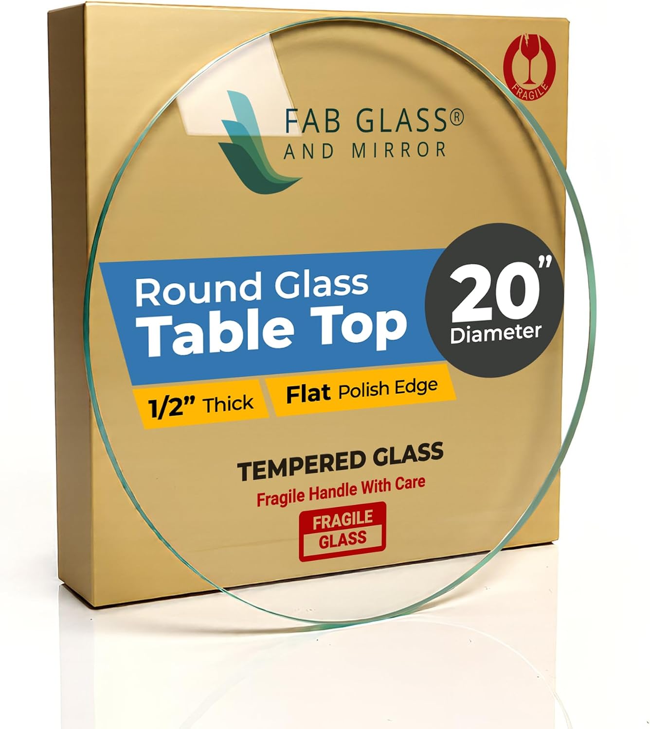 22 Inch Round Tempered Beveled Polished Edge Glass Table Top -1/2” Thick Round Glass Table Top–Heavy Duty, Dining, Coffee, and Office Tables by Fab Glass and Mirror