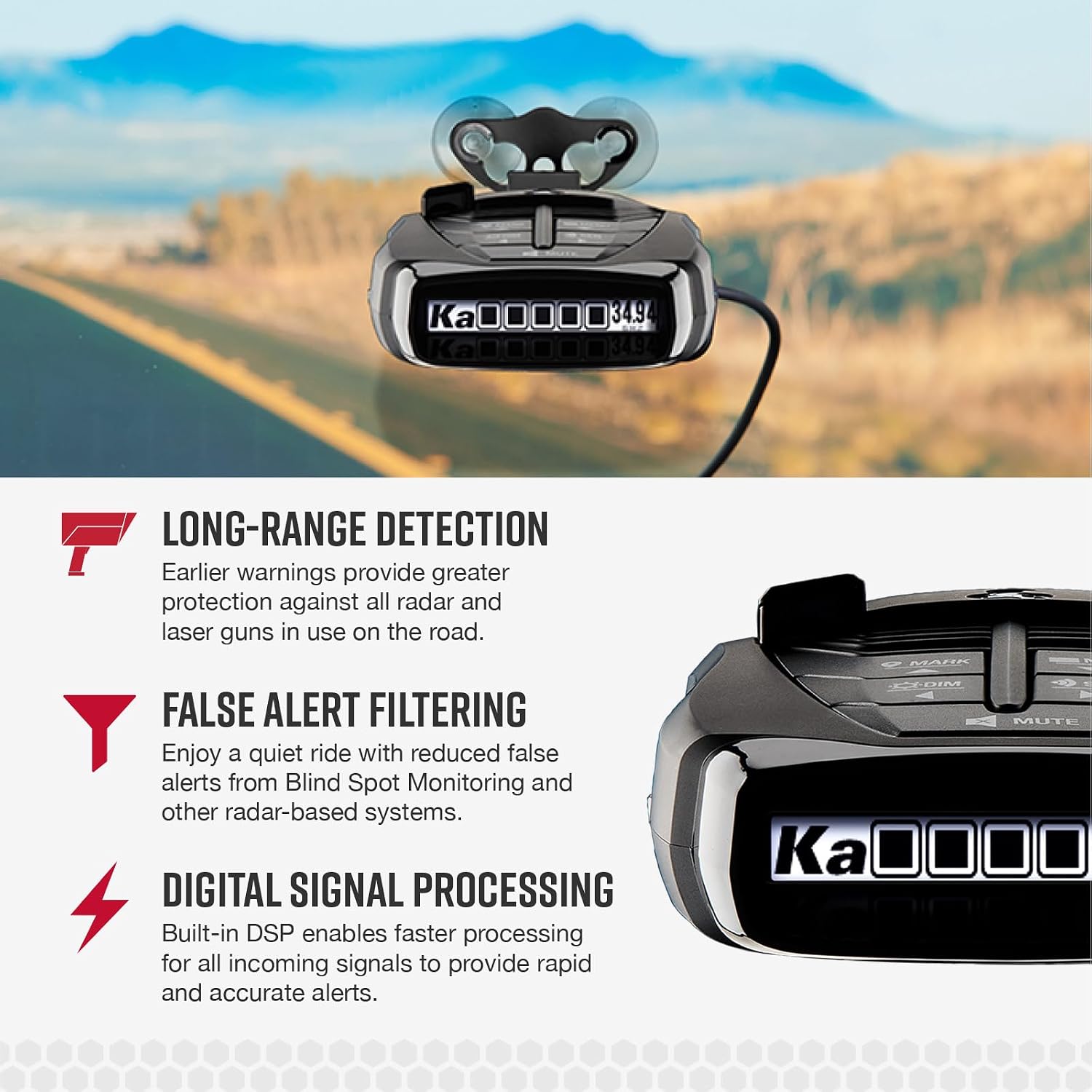 Cobra RAD 480i Laser Radar Detector, Long Range Detection, Bluetooth, Black