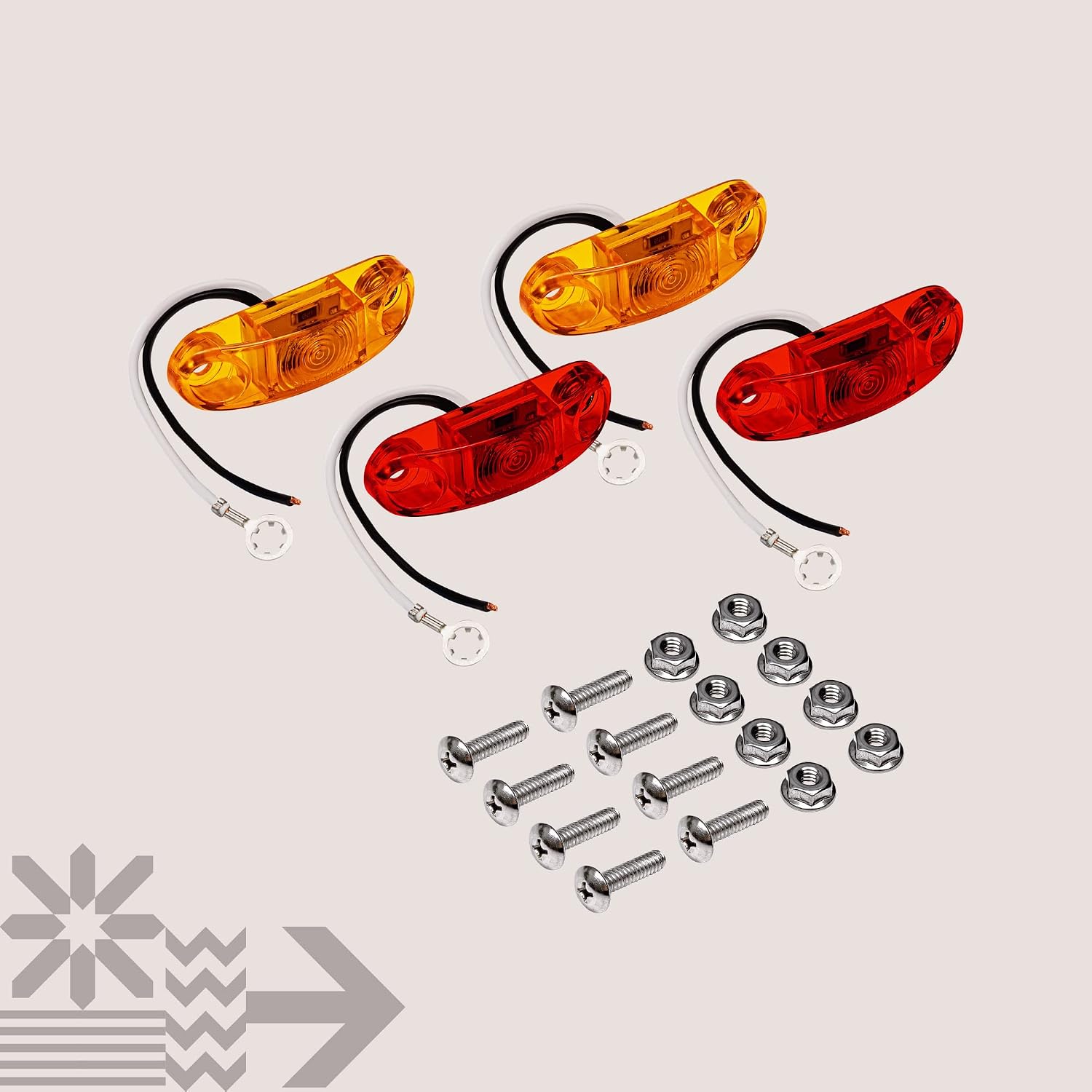 TRUE MODS 2pc 2.5" Amber Oval LED Trailer Marker Lights for Boat Trailer RV