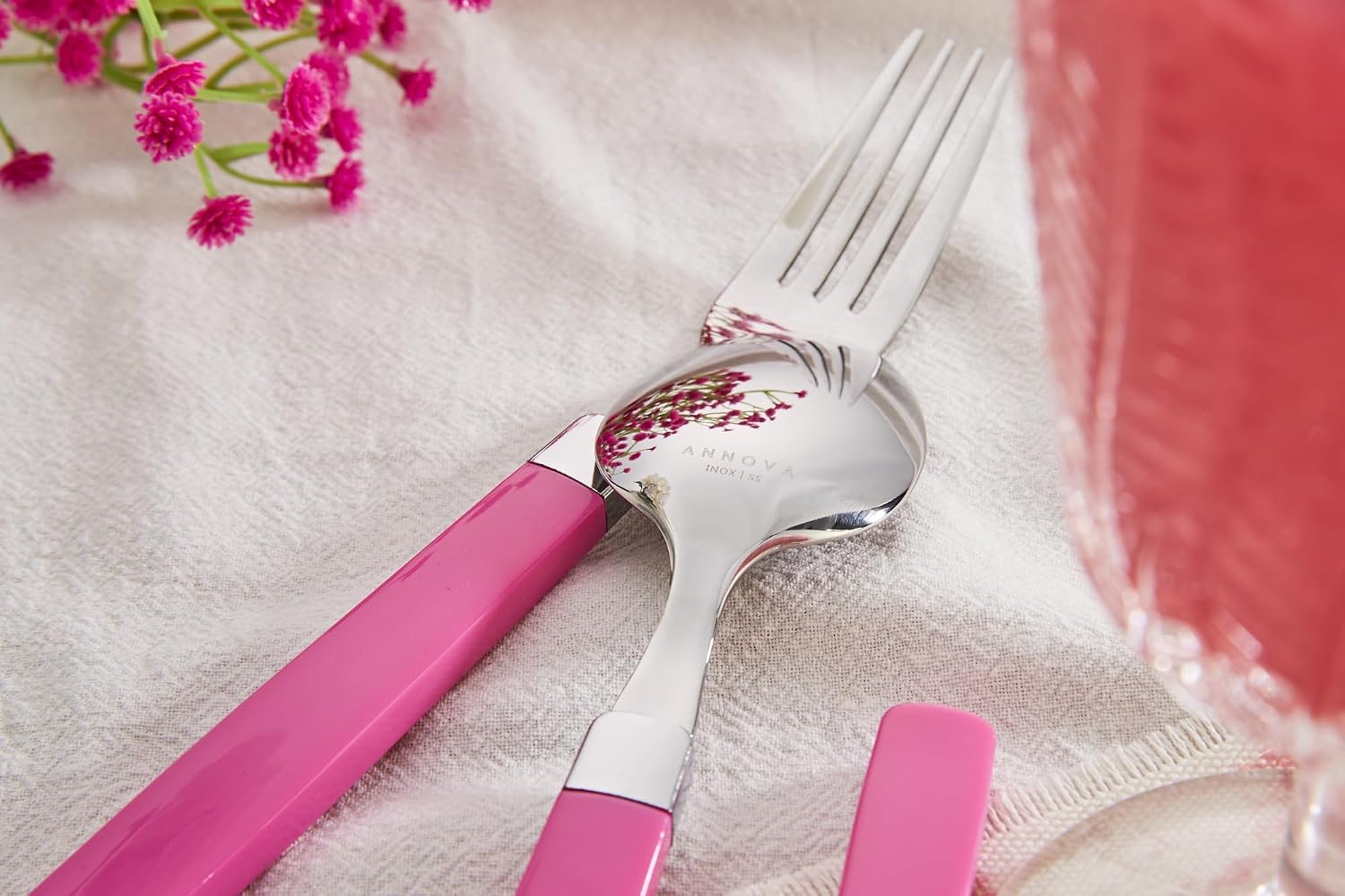 ANNOVA Silverware Set Stainless Steel Colorful Tableware Kitchen Flatware Set Utensils, Includes Dinner Knives, Forks, Spoons