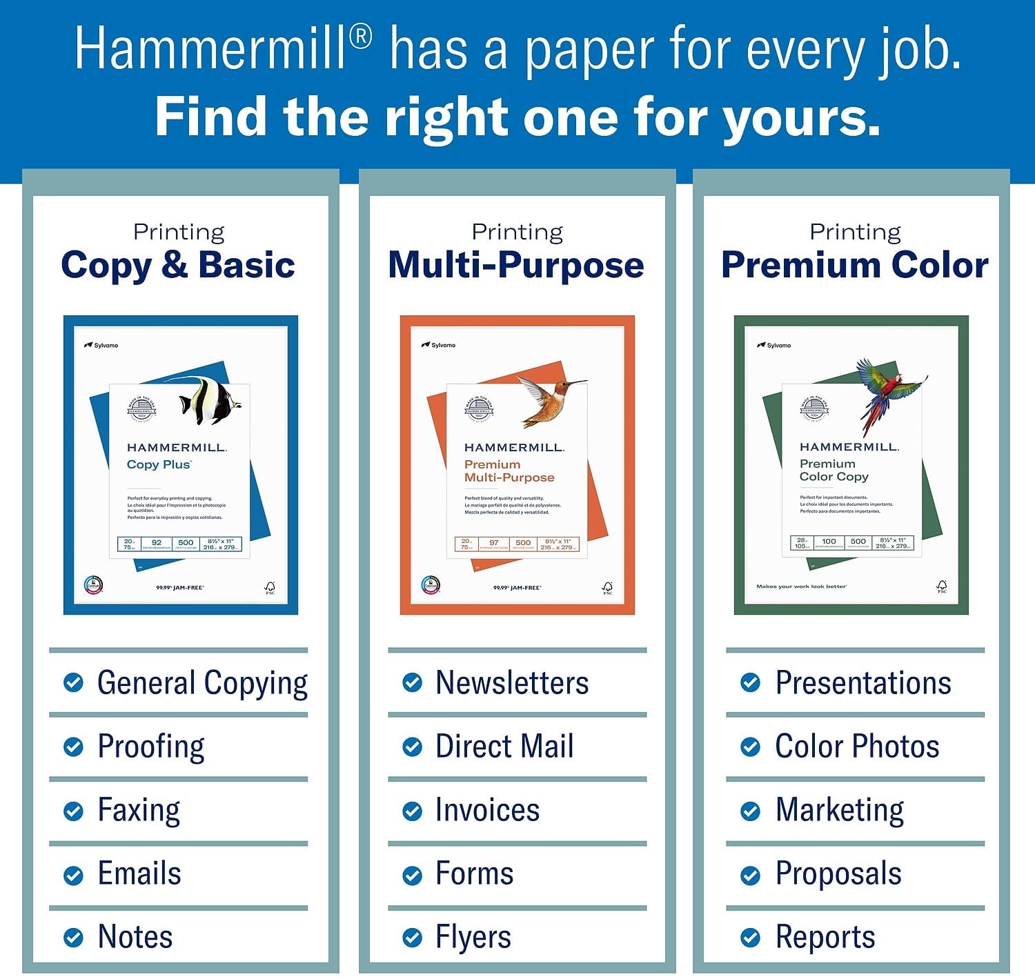Hammermill Printer Paper, Premium Laser Print 24 lb, 8.5 x 11-5 Ream (2,500 Sheets) - 98 Bright, Made in the USA, 104640C