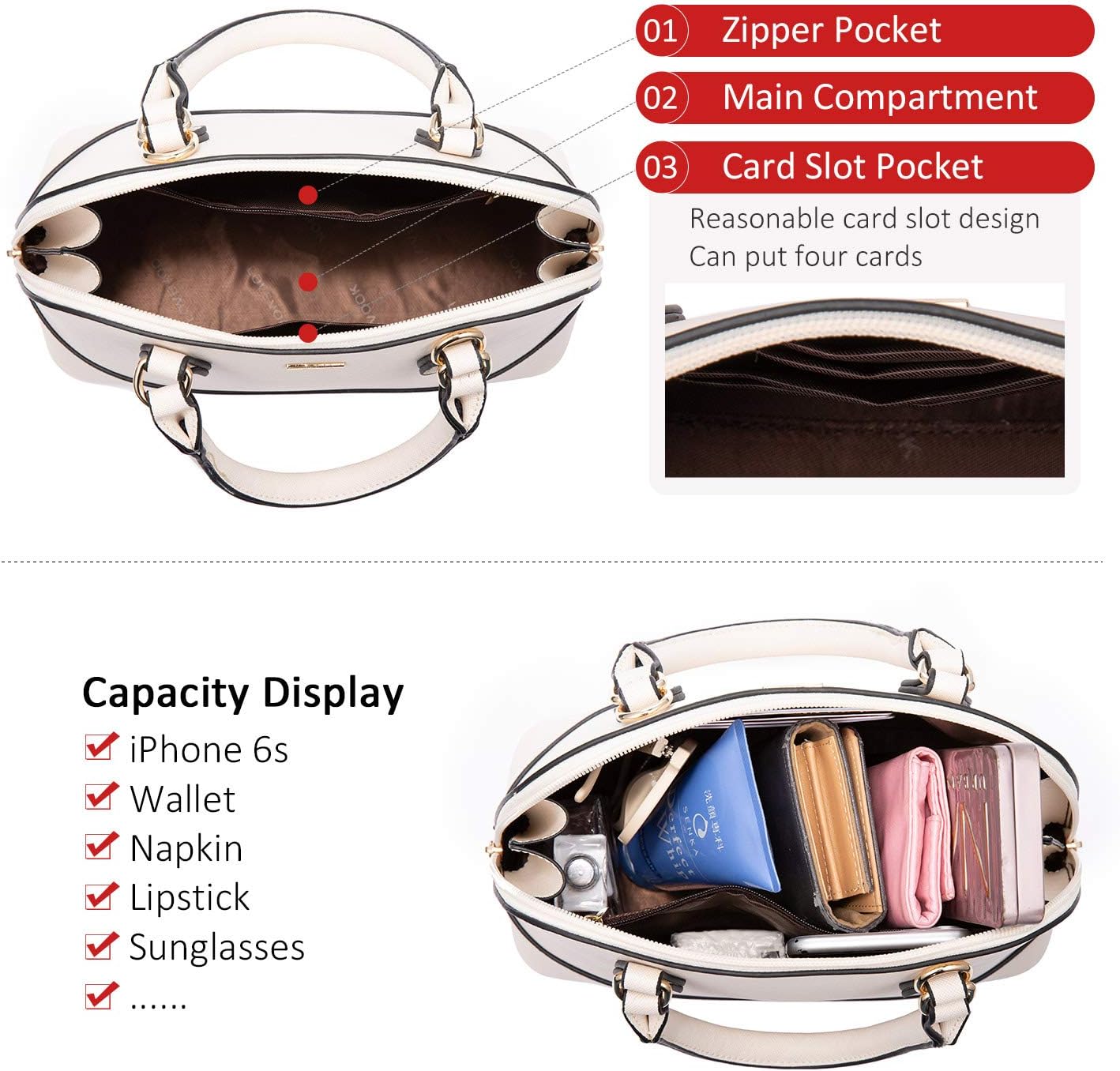 LOVEVOOK Purse for Women, Crossbody Dome Satchel Handbag with Double Zip