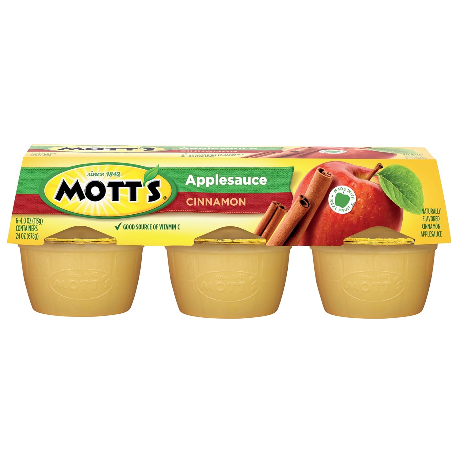 Mott's Applesauce, 4 Oz Cups, 36 Count, No Artificial Flavors, Good Source of Vitamin C, Nutritious Option for The Whole Family