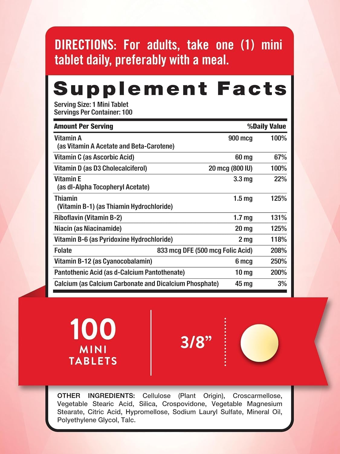 One Daily Womens and Men's Essential Multivitamin | 100 Mini Tablets | Non-GMO & Gluten Free | By Nature's Truth