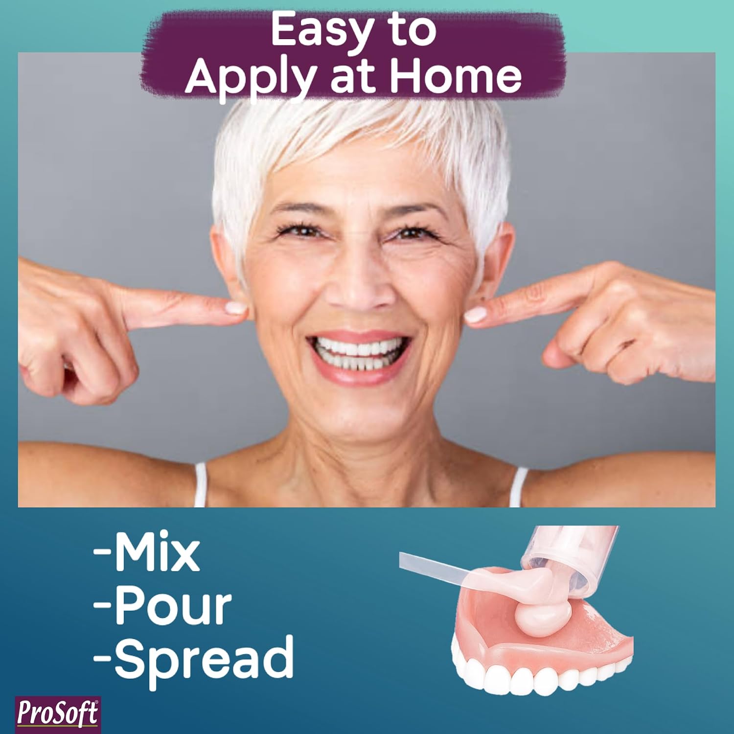ProSoft Denture Reliner-Relines 2 Denture Plates | Custom-fit denture reline kit cushion for loose or irritating dentures