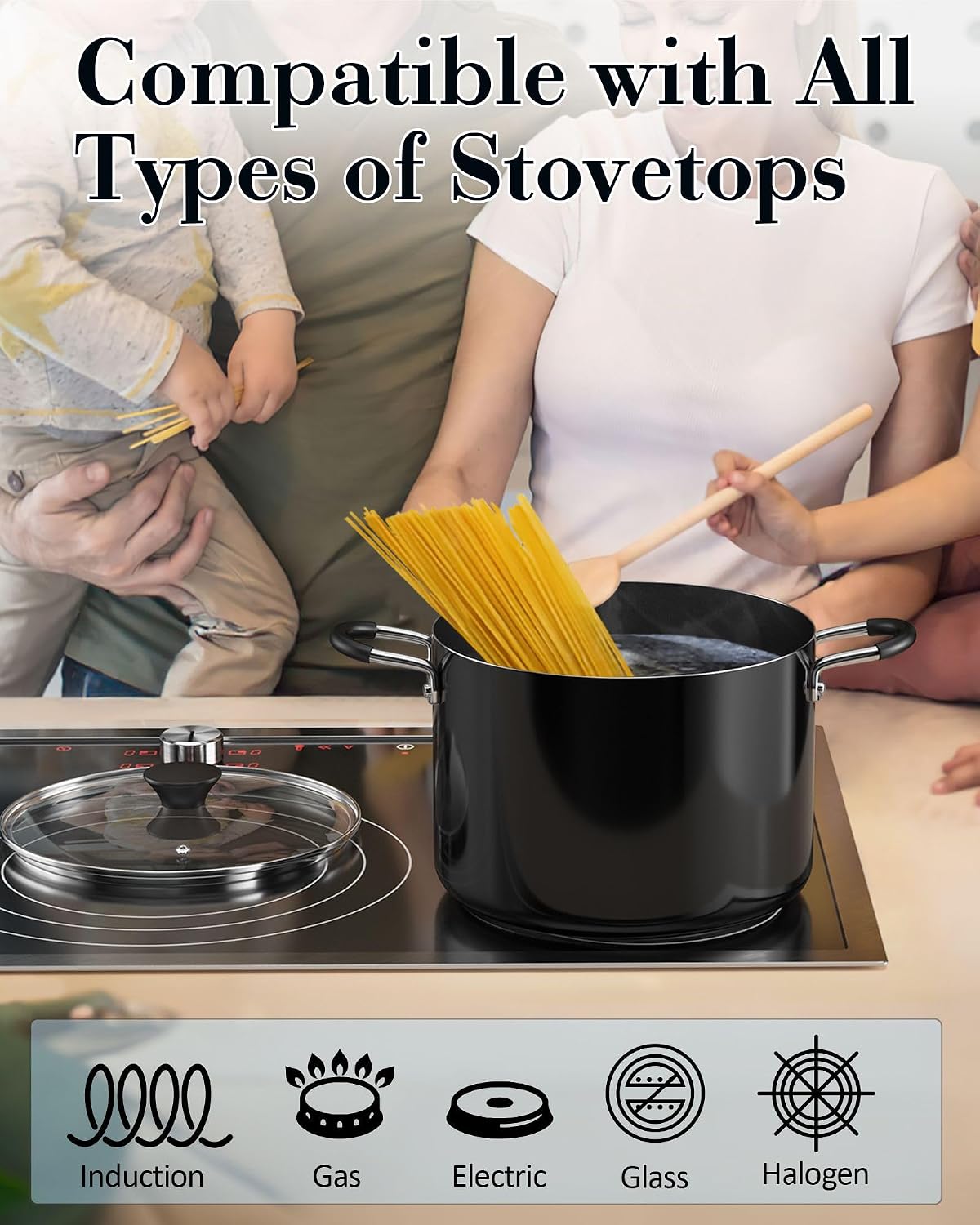 Cook N Home 10.5 Quart Non Stick Stock Pot with Lid, Large Pots for Cooking