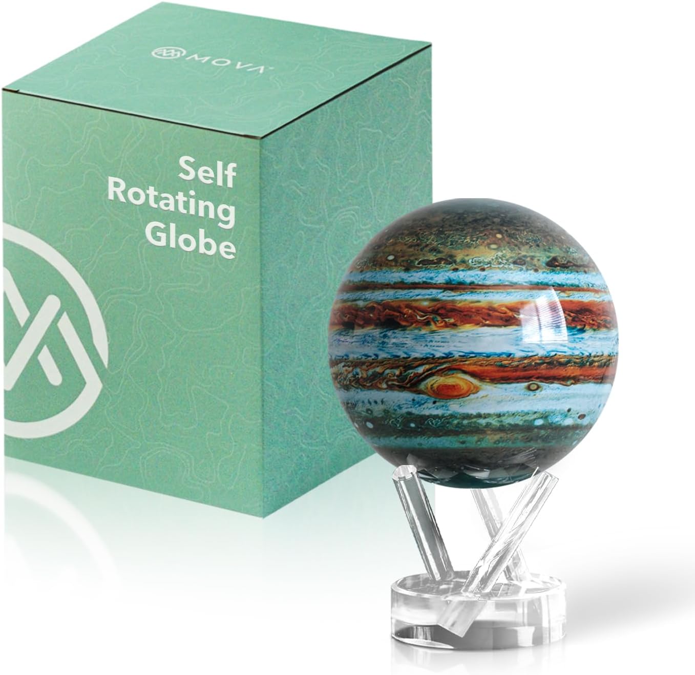 MOVA Self Rotating Globe, Jupiter Classic (4.5") | solar powered globe, no batteries or cords, gift for astronomy lovers, premium kinetic display, space desk decor