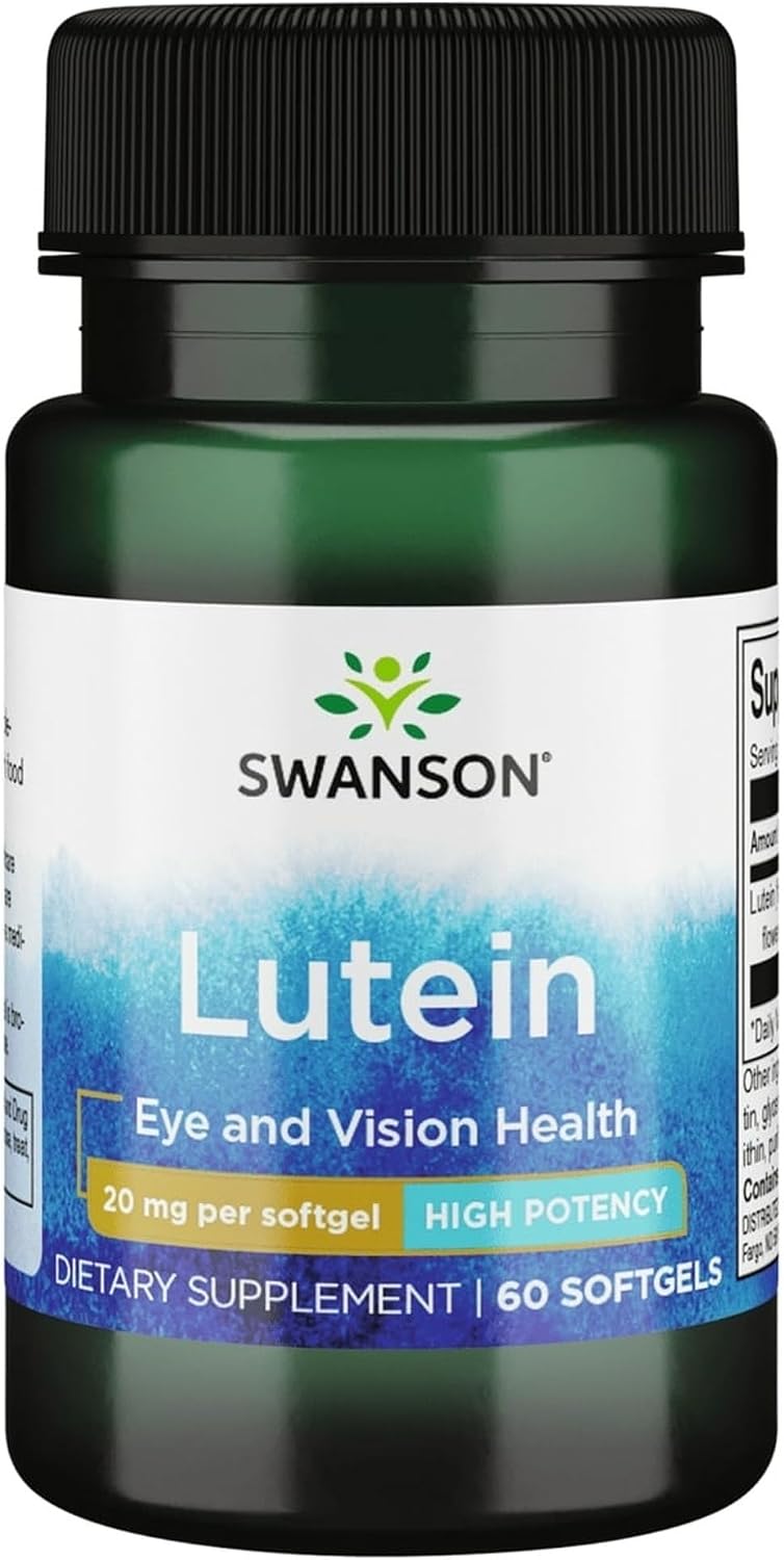 Swanson Lutein 20 Milligrams 60 Sgels | Delivers 20 mg of Lutein for Comprehensive Support of Healthy Vision and Defends Eye Tissues against Free