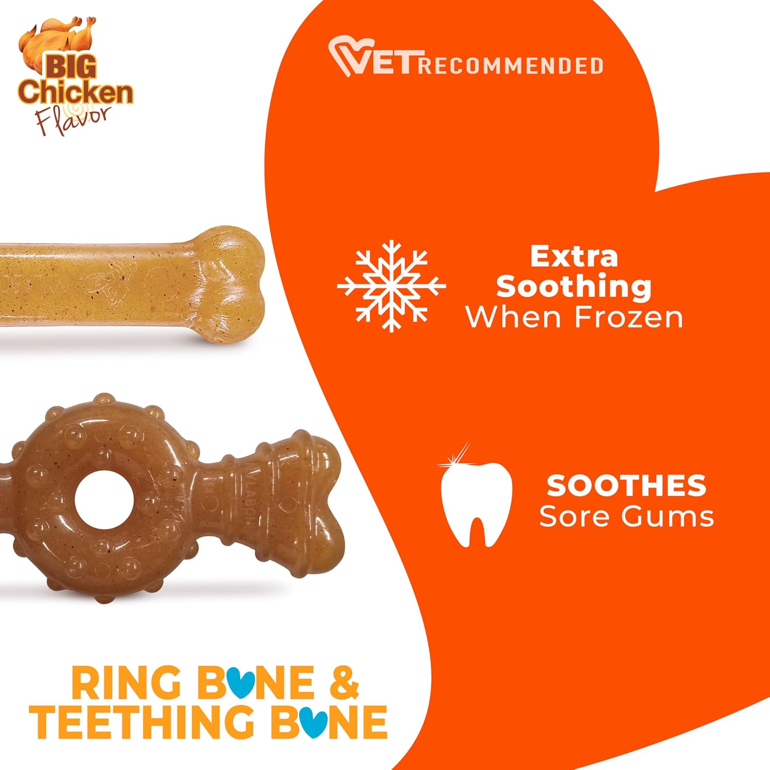 Nylabone Puppy Chew Teething Ring Bone Dog Toy, Chicken Flavor, X-Small | Soothing teething toys for puppies, puppy enrichment, & teething relief, freezable for added comfort, dogs up to 15 lbs