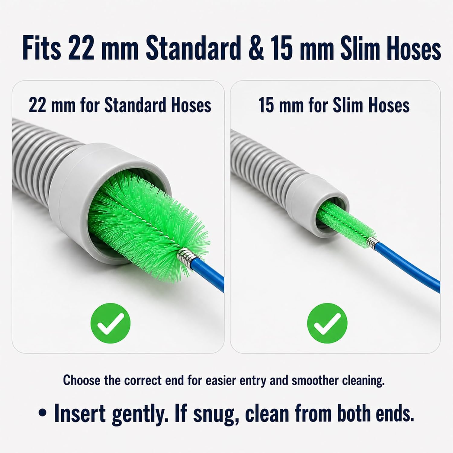 CPAP Cleaning Brush Set, 78.7 in Dual-Ended CPAP Hose Brush for 22 mm & 15 mm Tubing, Tube Cleaning Brush & Hose Cleaner Brush with Detail Brush for Mask