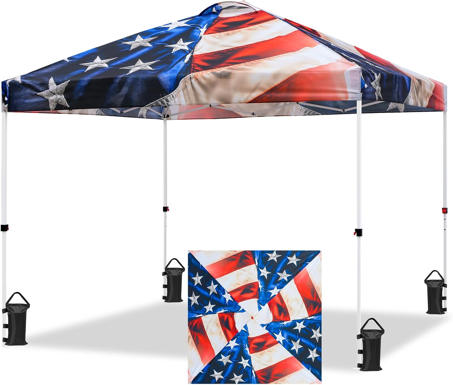 EAGLE PEAK 10x10 Pop Up Canopy Tent Easy Up Canopy Outdoor, White | Patented PeakPush™ Center Lock, 1 Person Setup Portable Pop Up Tent, Beach, Markets, Camping Sport Events, Wheeled Carry Bag