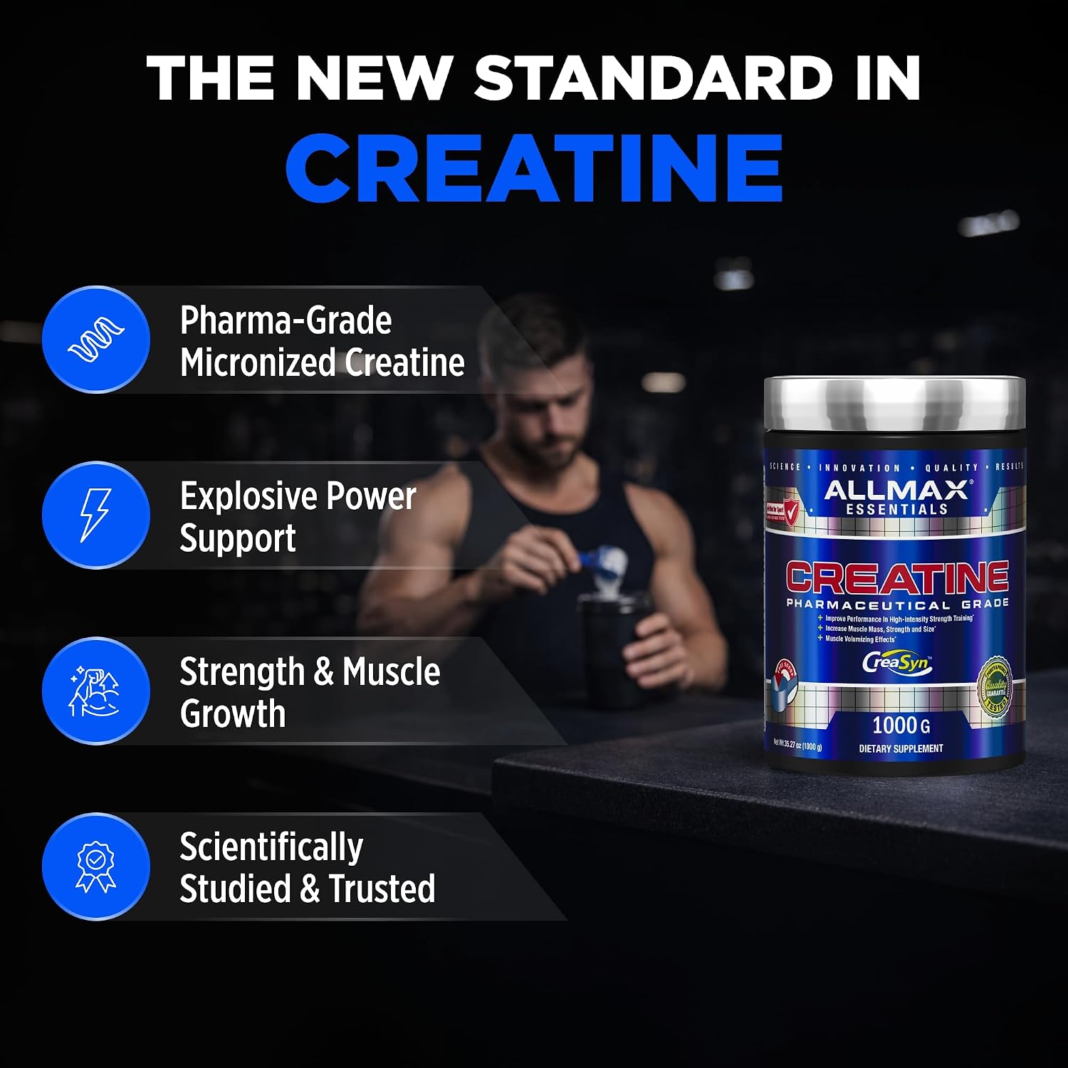 ALLMAX Creatine Monohydrate Powder, Micronized, Unflavored, 1000 g