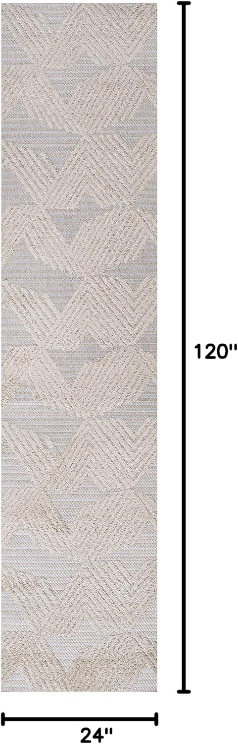 JONATHAN Y Art Deco Geometric Indoor Outdoor Area Rug 3X5 Black/Ivory, Jazz High-Low Pile for Backyard, Patio, Porch, Easy-Cleaning, High Traffic