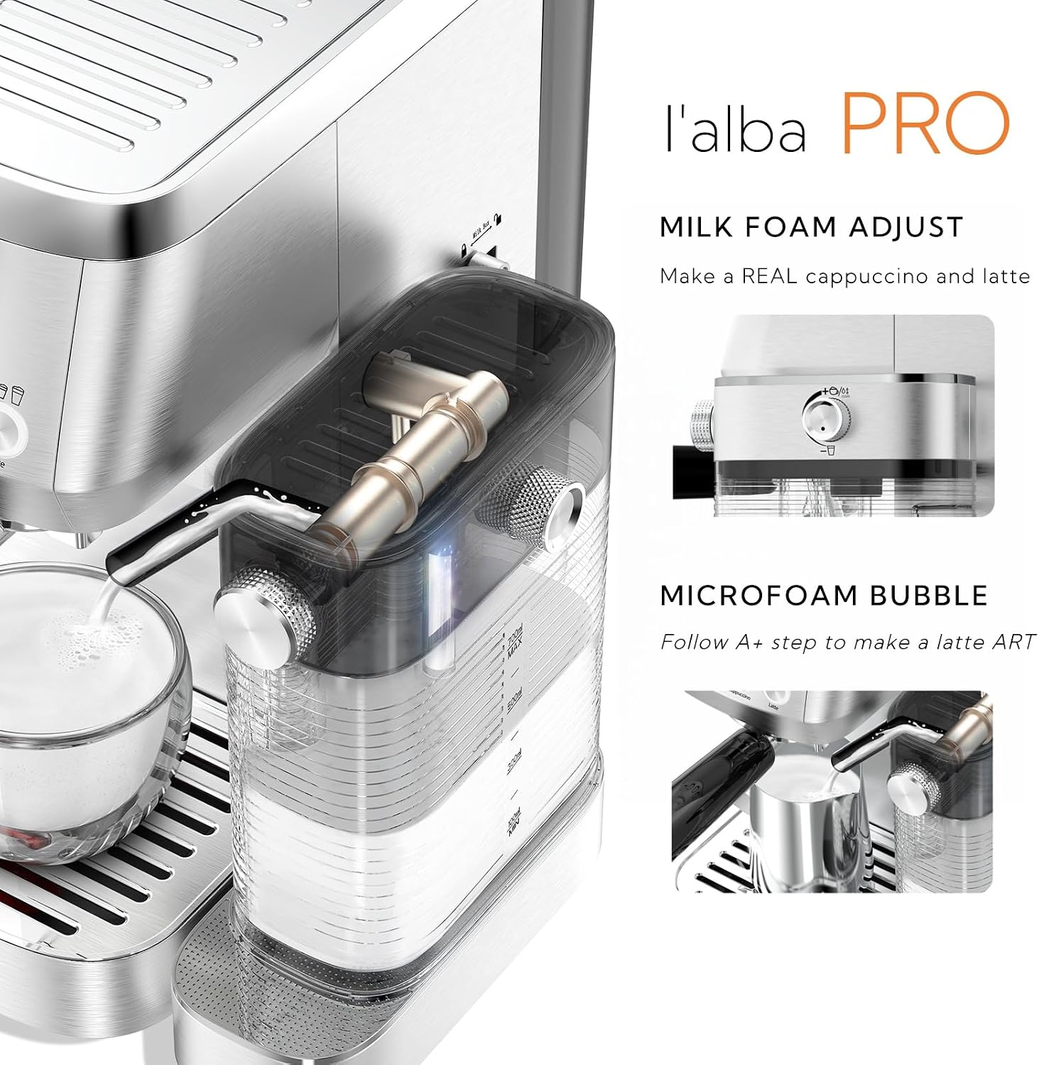 MAttinata 1633L Espresso Machine, Cappuccino Machine with Auto Milk Frother | 20 Bar Coffee Maker, Italian Pump, Fast Heating, Self Cleaning