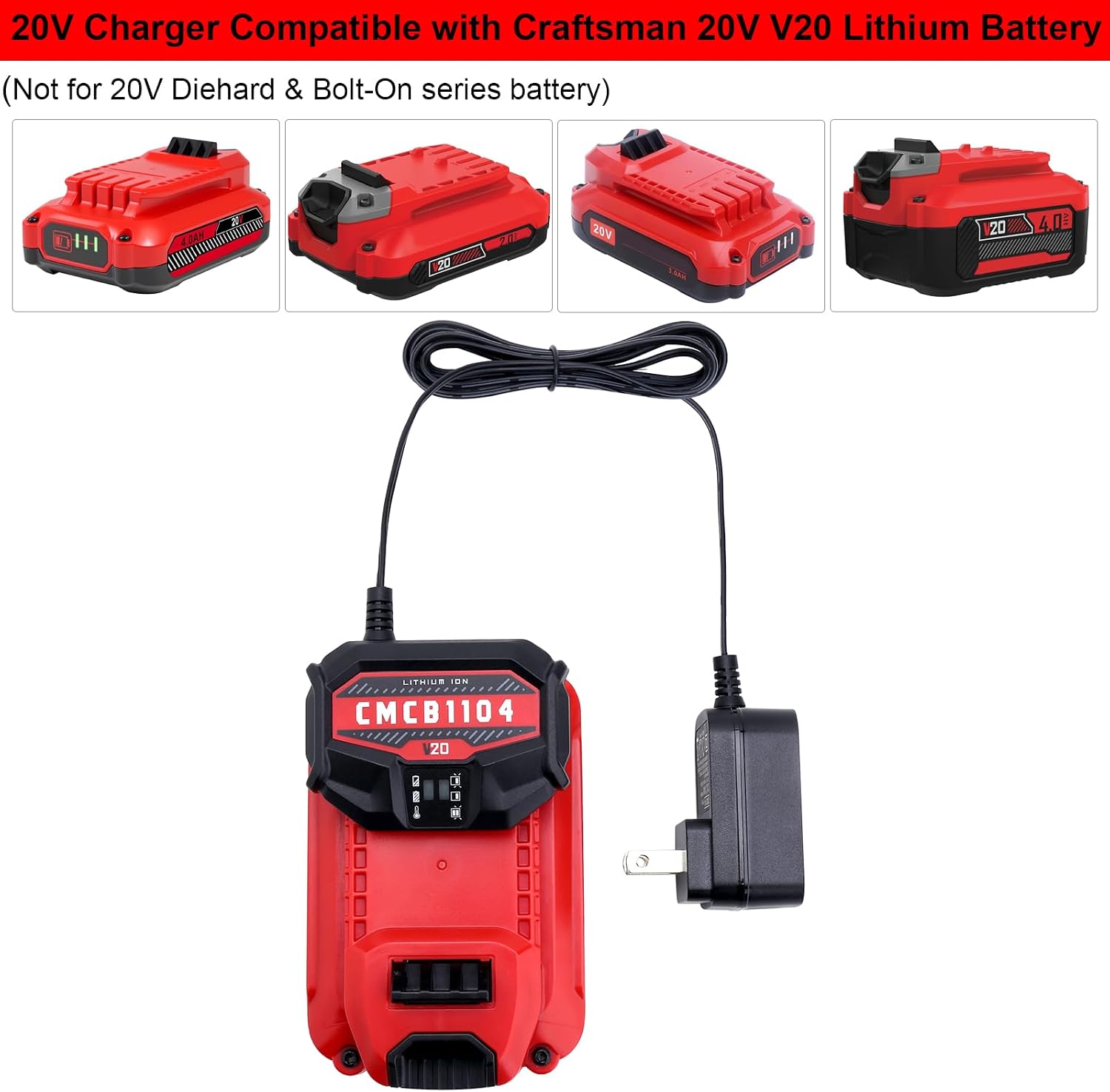 Elefly 20V CMCB202 Battery Compatible with Craftsman V20 Lithium Ion Battery CMCB202-2 CMCB201 CMCB204