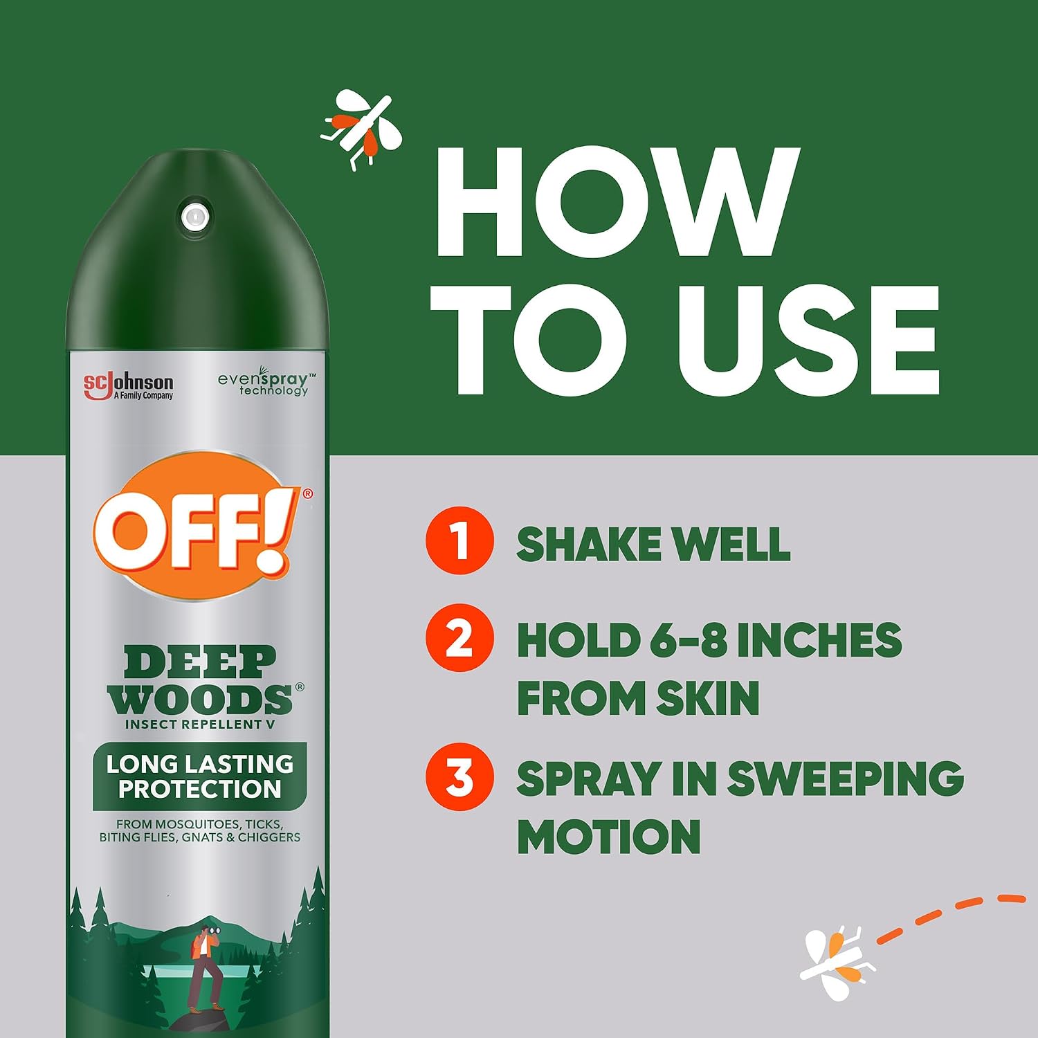 OFF! Deep Woods Insect Repellent Aerosol, Bug Spray with Long Lasting Protection from Mosquitoes and Ticks, 6 oz