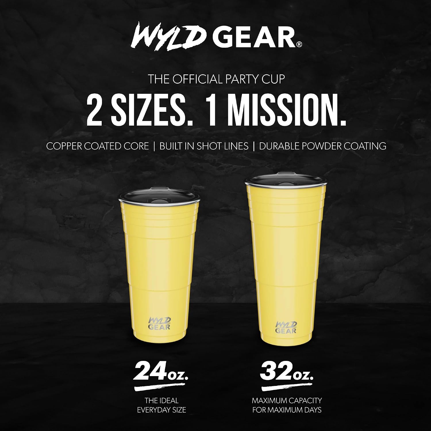 Wyld Gear Party Cup 24oz Red Stainless Steel Reusable Metal Cup with Lid
