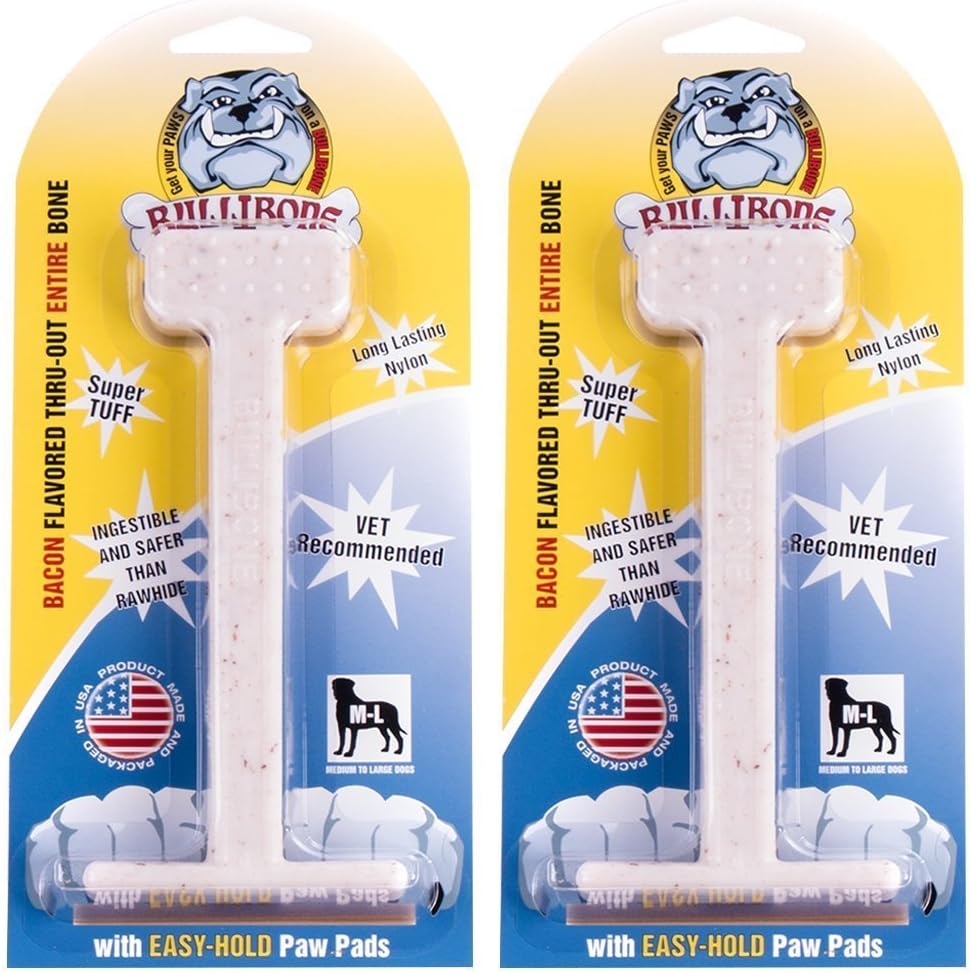 Bullibone Nylon Dog Chew Toy for Aggressive Chewers - Dental Hygiene Bone with Beef Flavor, Durable Tough Chew Toys for Small Dogs, Indestructible Dog Bone - 3 Pack