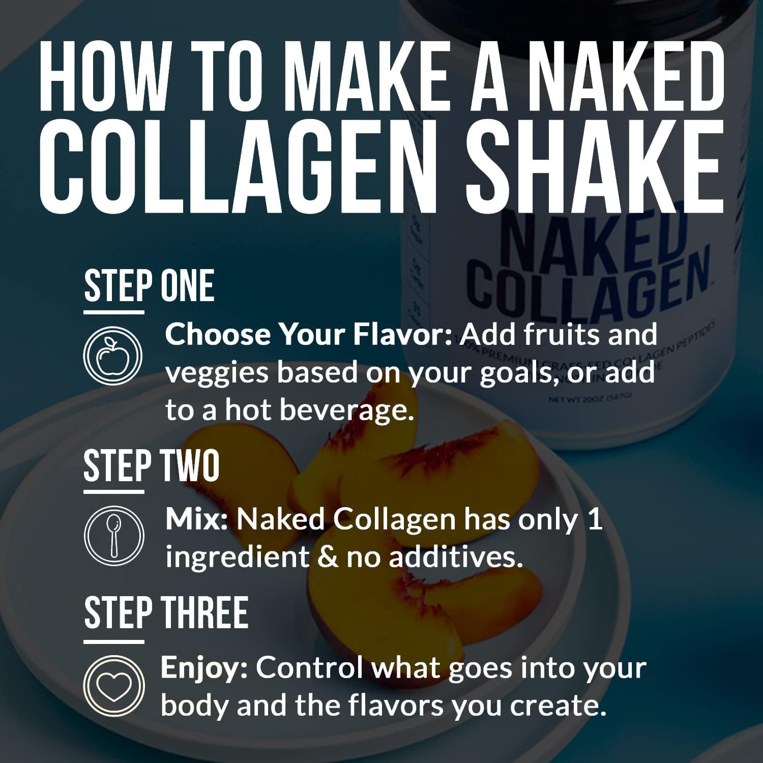 NAKED Collagen Peptides Protein Powder, 60 Servings, Pasture-Raised, Unflavored Grass-Fed Hydrolyzed Collagen Supplement, NSF Certified, Paleo Friendly, Non-GMO, Keto, Gluten Free, 20oz