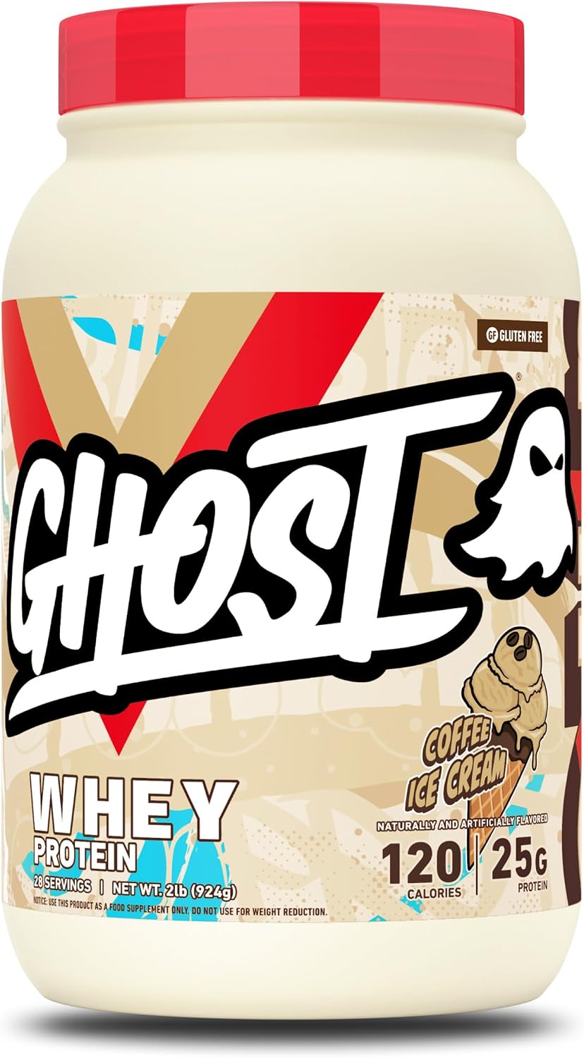 GHOST Whey Protein Powder, Milk Chocolate - 2LB, 25G of Protein | Whey Protein Isolate & Concentrate Blend - Post Workout Nutrition Shake, Smoothies - Soy & Gluten-Free - 2LB Tub, 26 Servings