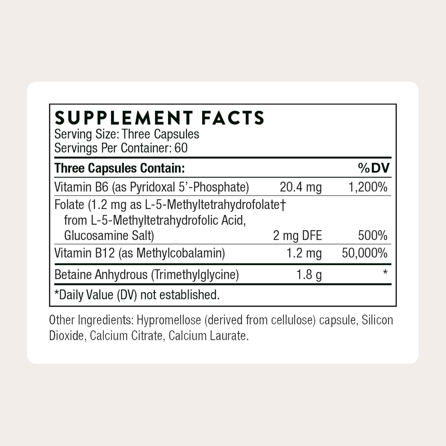 THORNE Methyl-Guard, Active Folate, B6, B12 & Betaine, 180 Capsules | Supports Methylation & Healthy Homocysteine Levels for Cardiovascular