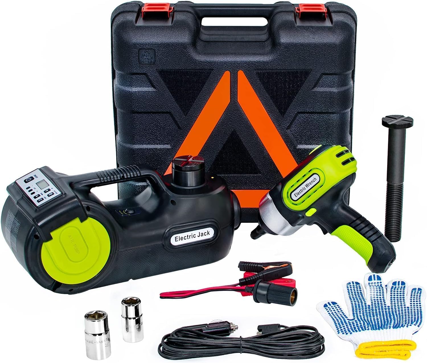 E-HEELP Electric Car Jack Kit 5 Ton 12V with Impact Wrench, 6.1-17.7 in