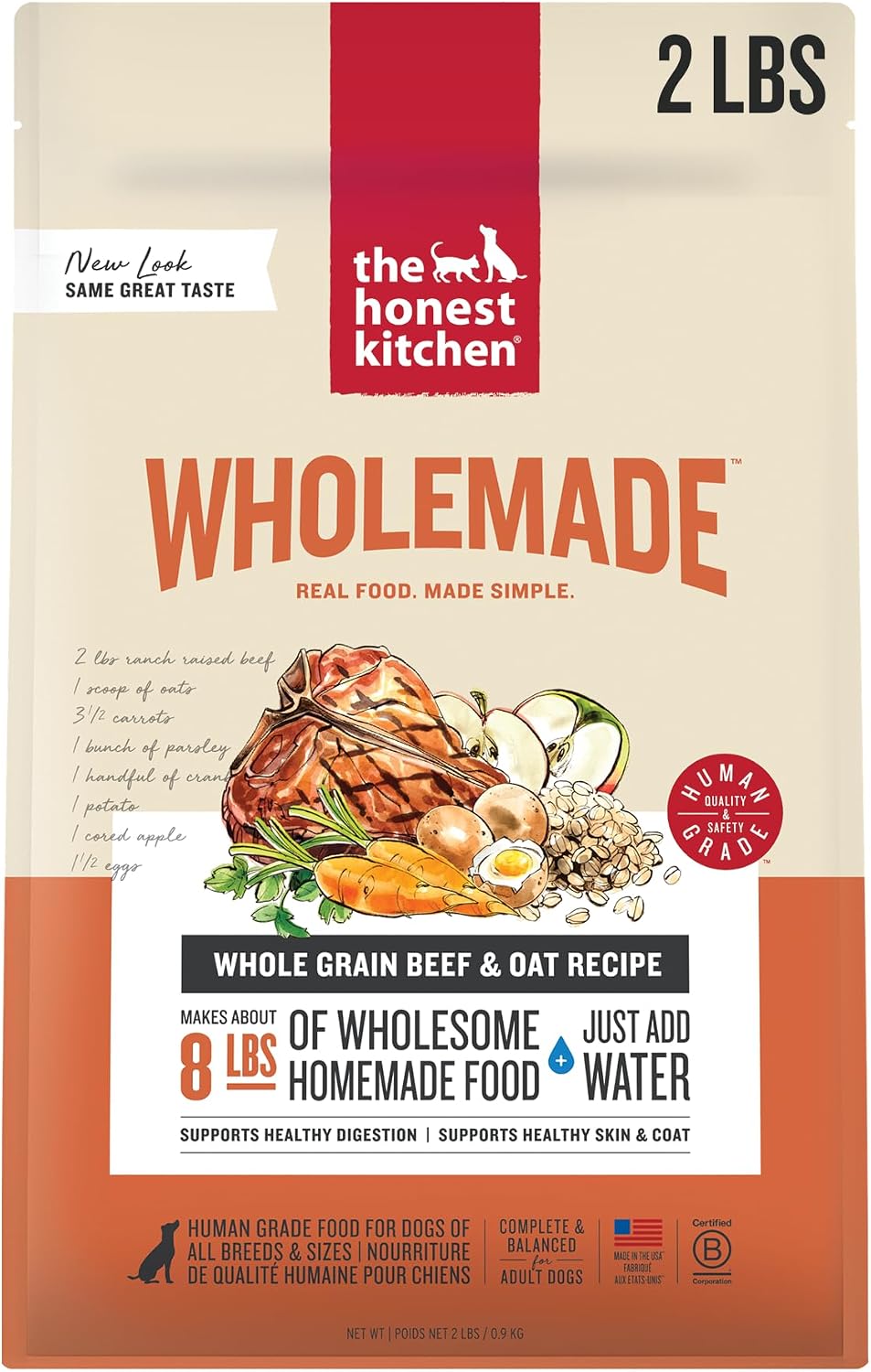 The Honest Kitchen Human Grade Wholemade™ Dehydrated Whole Grain Dog Food – Complete Meal or Dog Food Topper – Turkey 4 lb (Makes 16 lbs)