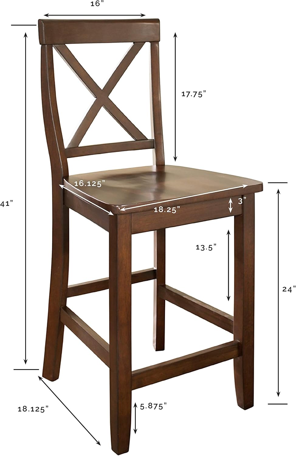 Crosley Furniture X-Back Wood Bar Stools Set of 2, Black, 30-inch