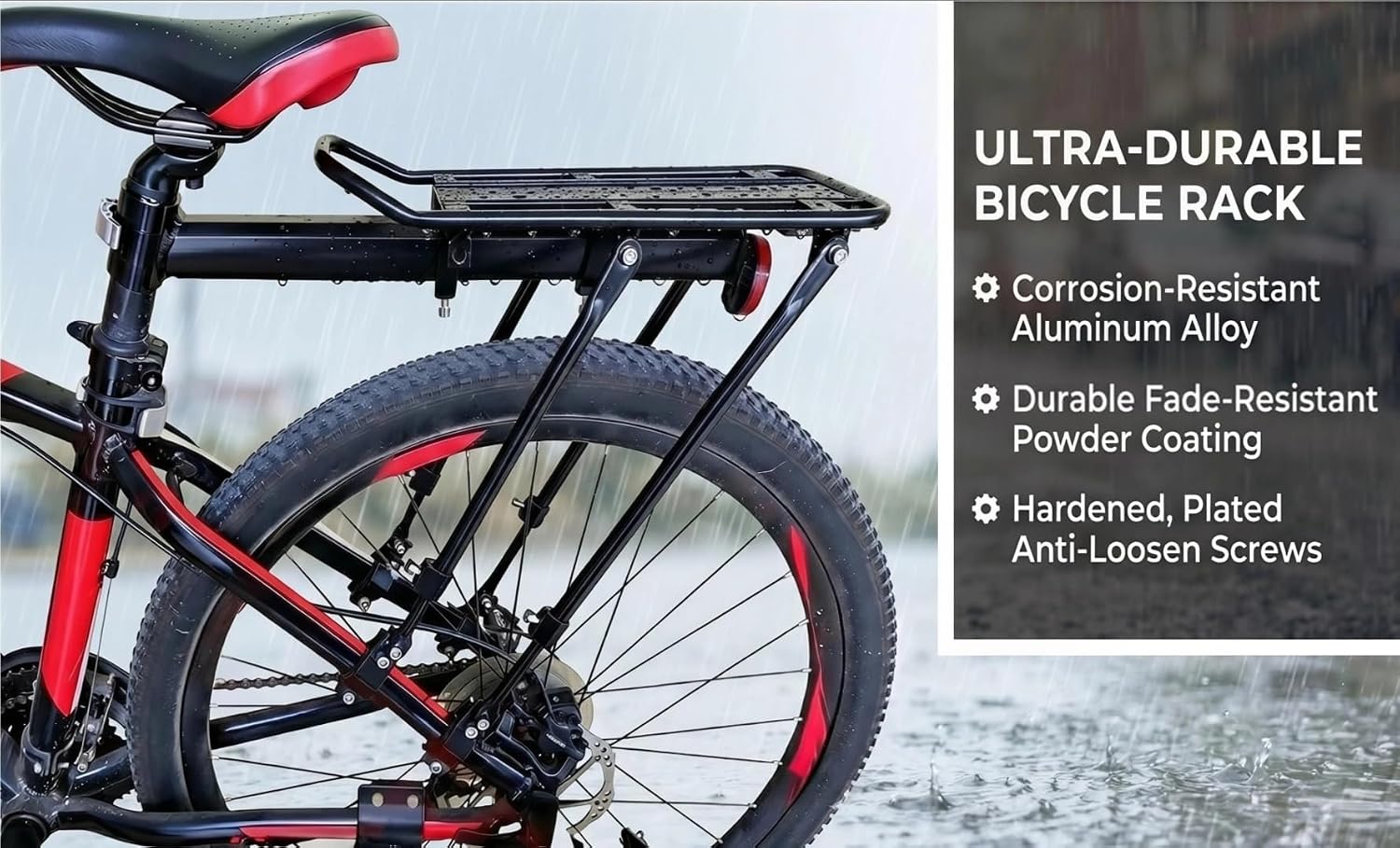 COMINGFIT 2026 Upgraded Bicycle Cargo Rack, 180lbs Heavy Duty Bike Rear Rack, 4-Leg Double Strength