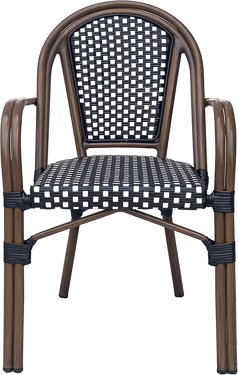 Christopher Knight Home Anastasia Outdoor French Bistro Chair (Set of 2), Black + White + Bamboo Print Finish