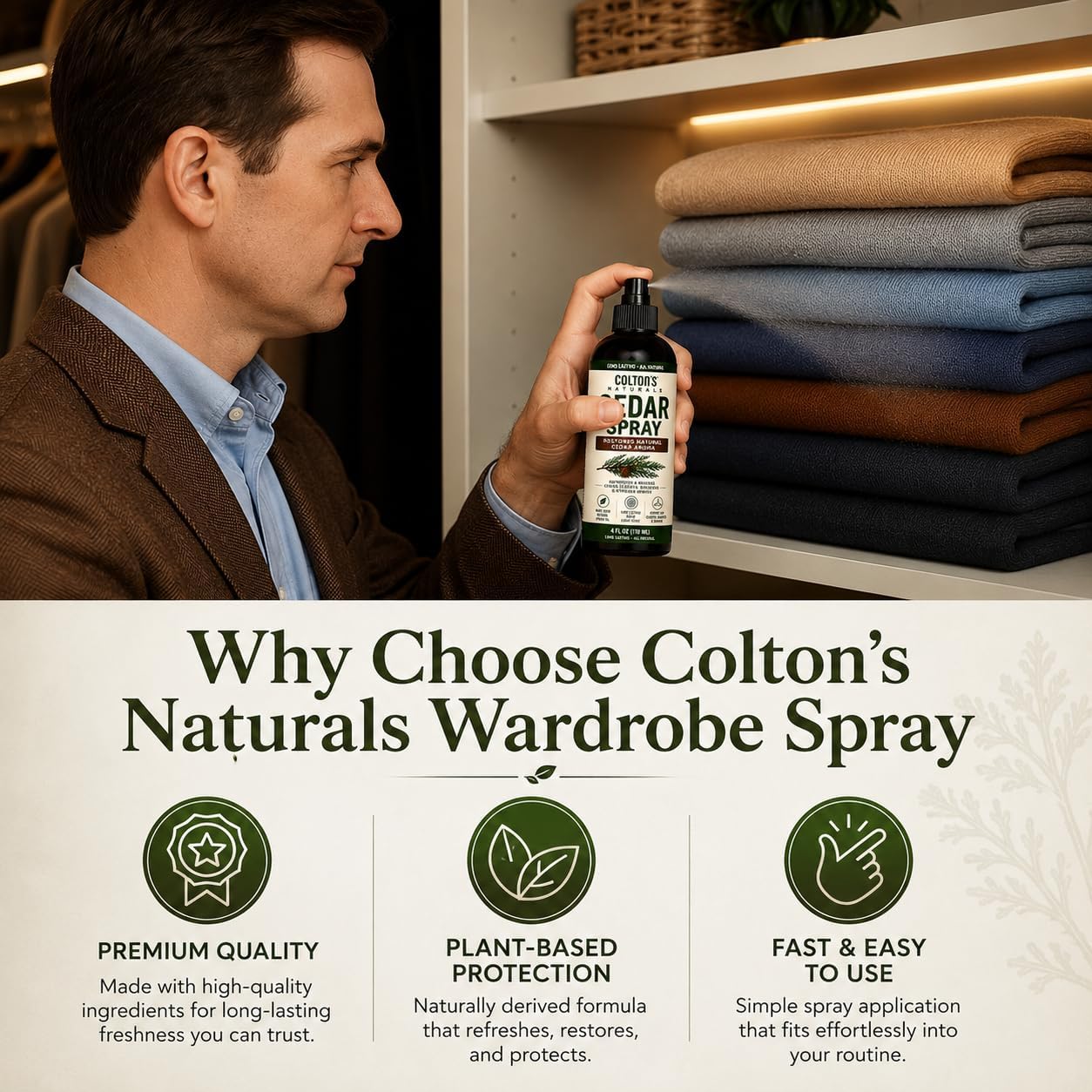 Colton's Naturals Cedar Spray – 4 ounce – With Lavender Extract – Non-Chemical Wood Protection – for Cedar Wood – Restores Scent 4oz
