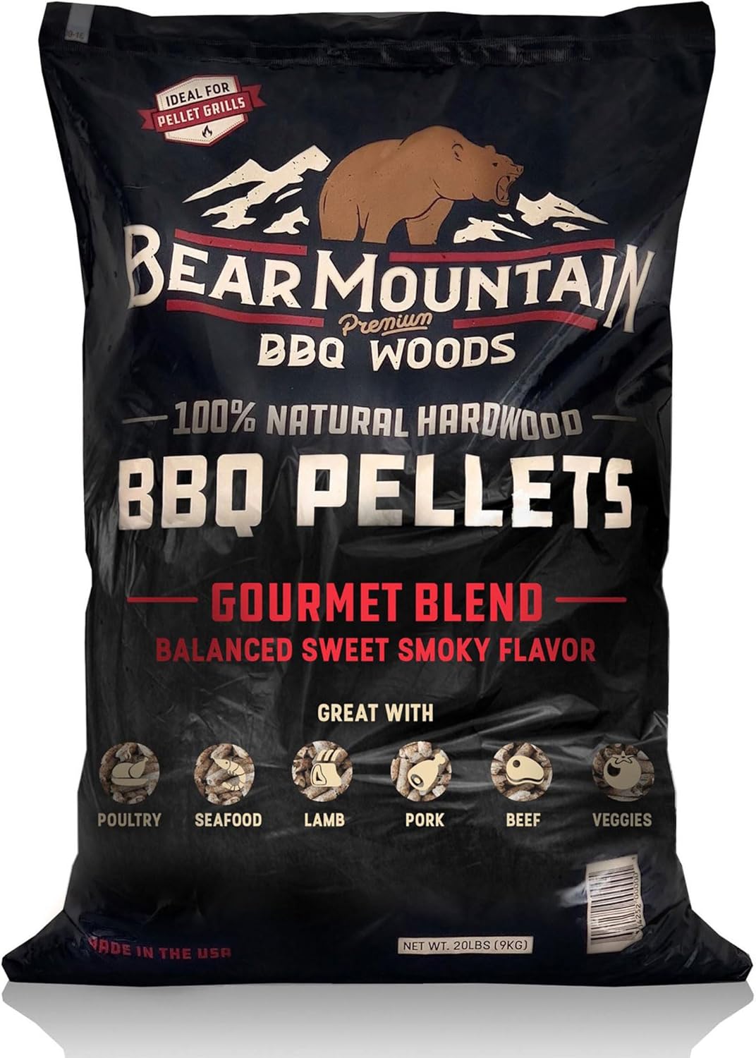 Bear Mountain Gourmet Blend Pellets for Smoker and Grill, 40lb Bag