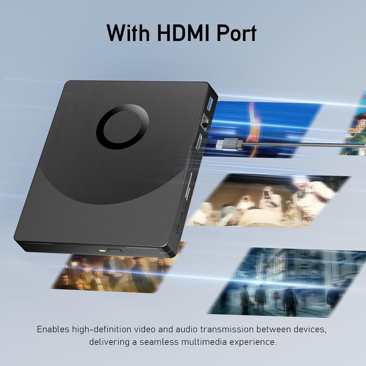Yaeonku Versatile External Blu Ray Drive, Blu Ray Burner with HDMI/LAN | External Blueray/DVD Drive for PC Support 100G Disc